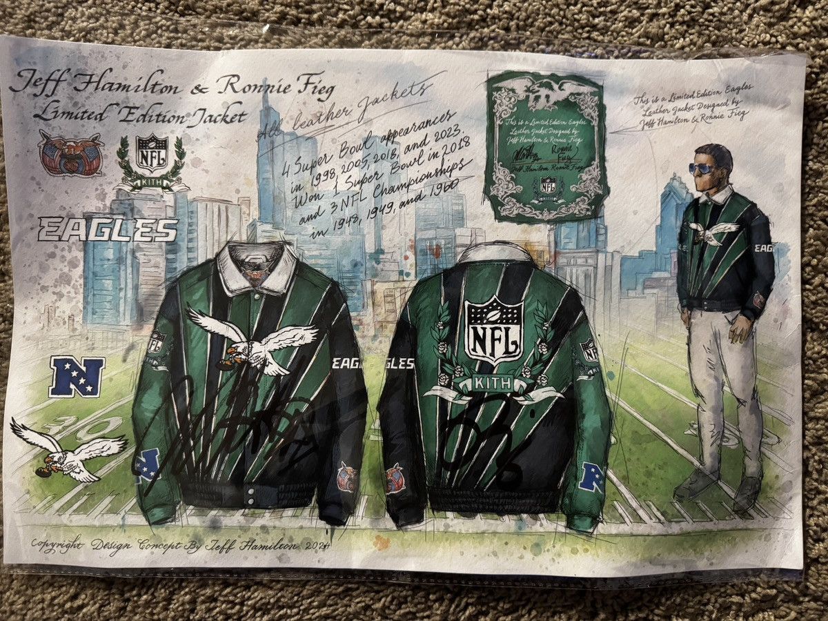 Jeff Hamilton × Kith × NFL Kith & Jeff Hamilton 🇺🇸 Eagles 🦅Leather Varsity Jacket 🏈🧥 Size US L / EU 52-54 / 3 - 16 Thumbnail