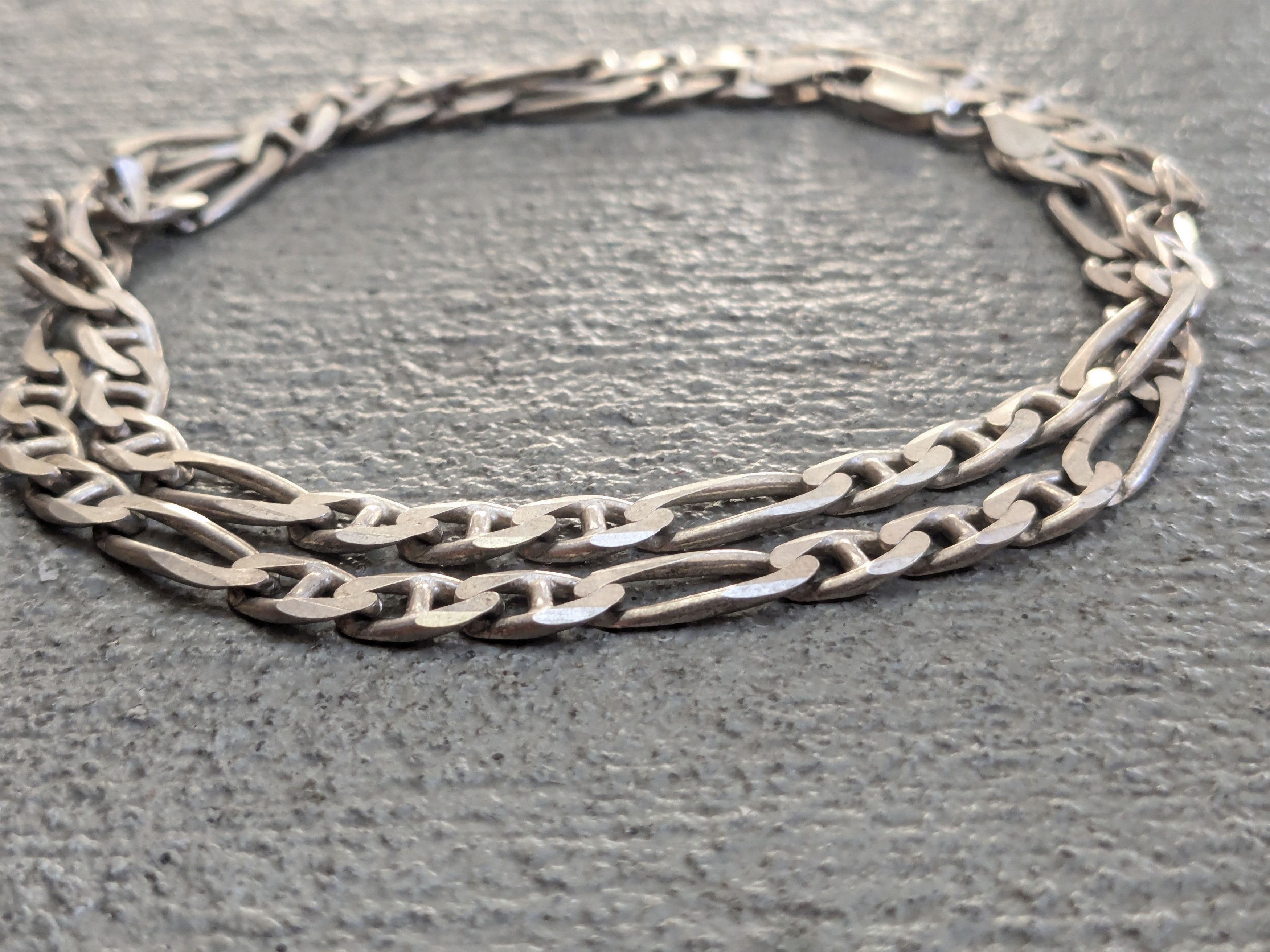 Vintage Vintage Sterling Silver Necklace Figaro 20" Punk Biker Italy Size ONE SIZE - 8 Thumbnail
