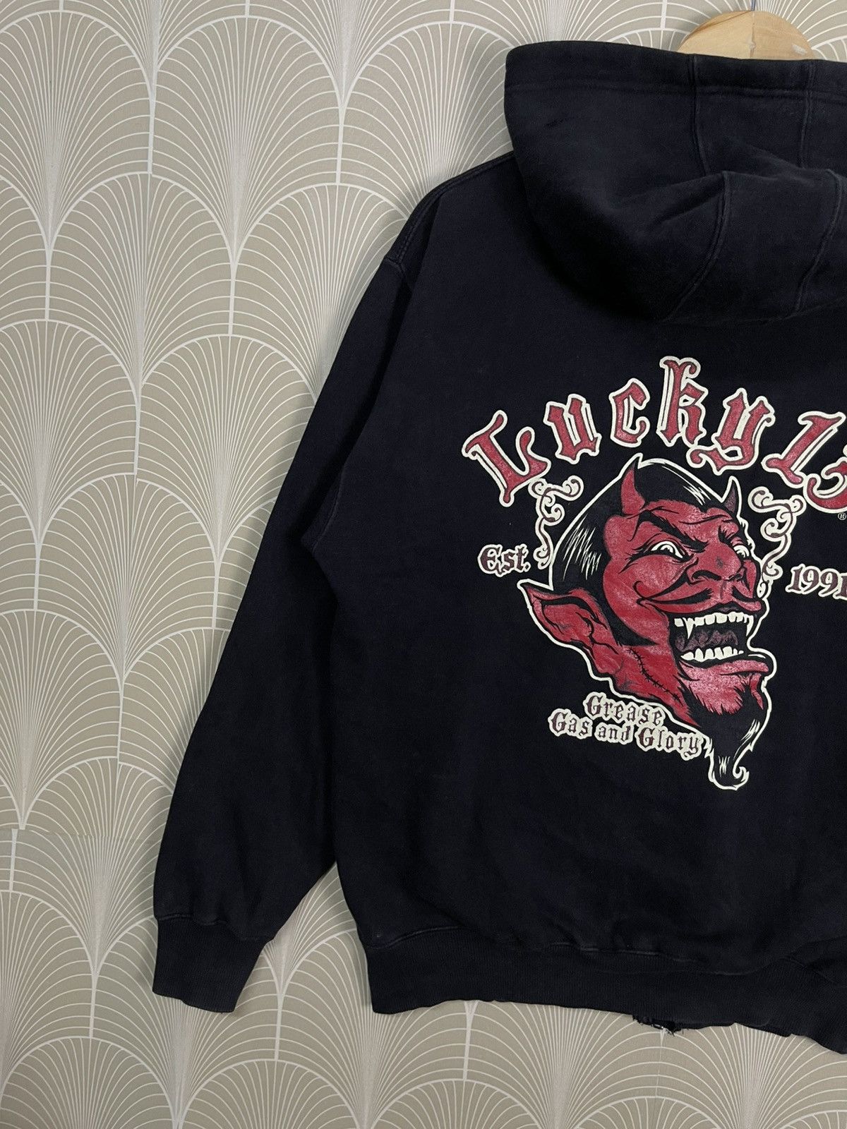 Lucky Brand 😈 90s LUCKY 13 APPAREL “GREASE GAS AND GLORY” ZIPPER HOODIE Size US S / EU 44-46 / 1 - 10 Thumbnail