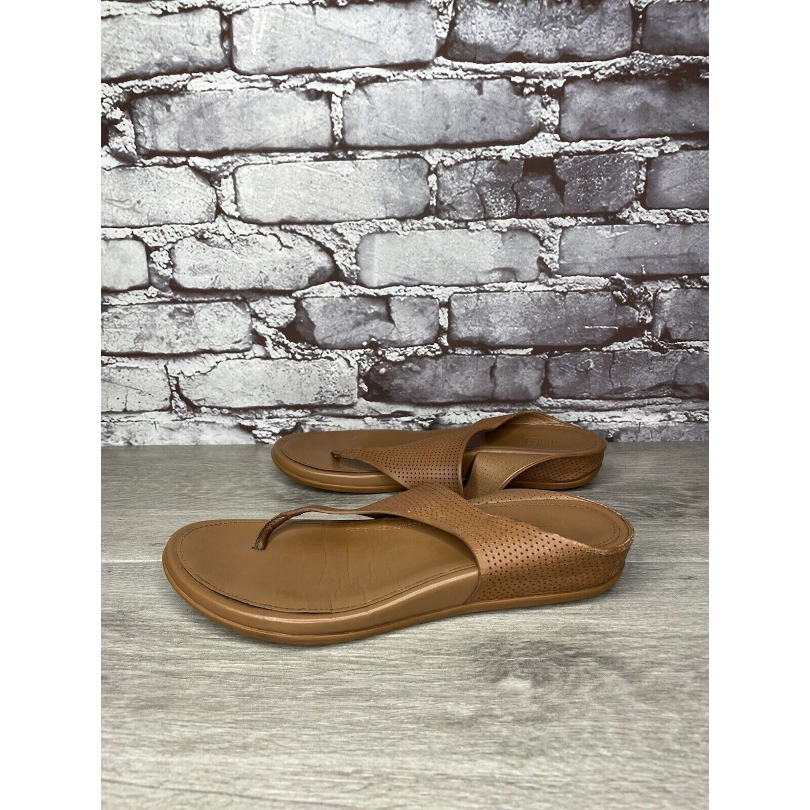 Other FITFLOP V35-592 Brown Leather Flip Flops Wedge Sandals Wome Size US 8 / IT 38 - 14 Thumbnail