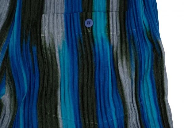 Issey Miyake Pleated Stripe Half Pants in Teal Gray Size US 38 / EU 54 - 12 Thumbnail