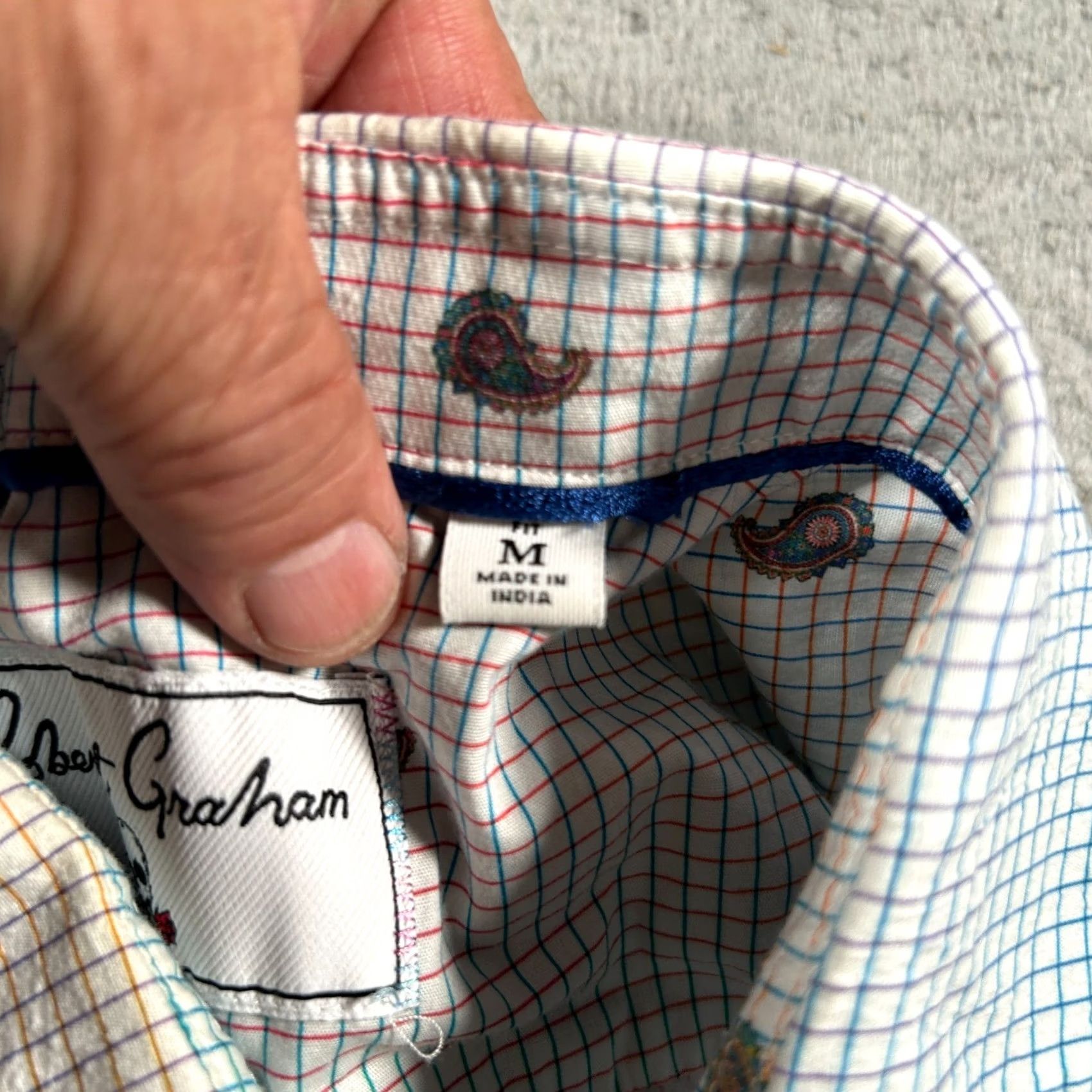 Robert Graham Robert Graham Shirt Mens M Flip Cuff Karma Chameleon Check Paisley Button-Up Size US M / EU 48-50 / 2 - 4 Thumbnail