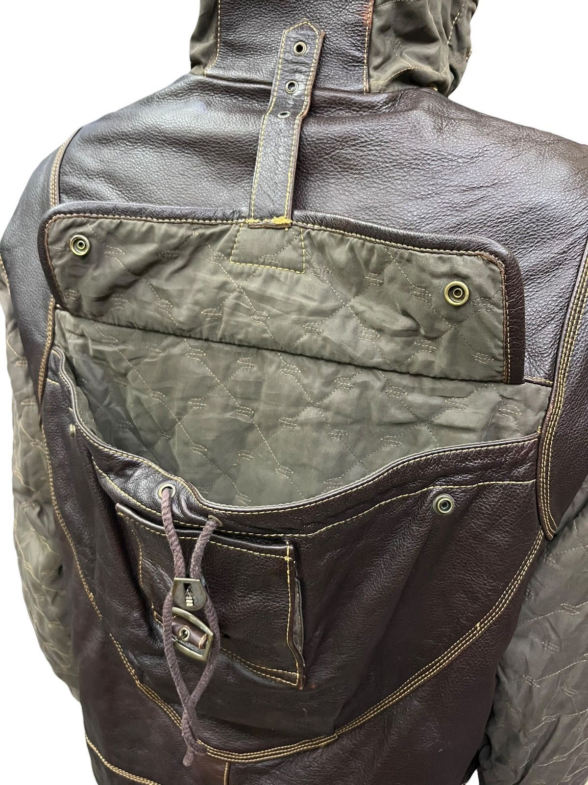 Vintage VIANUOVA Insane Rare Hybrid Leather Kangaroo Pocket Jacket Size US M / EU 48-50 / 2 - 13 Thumbnail