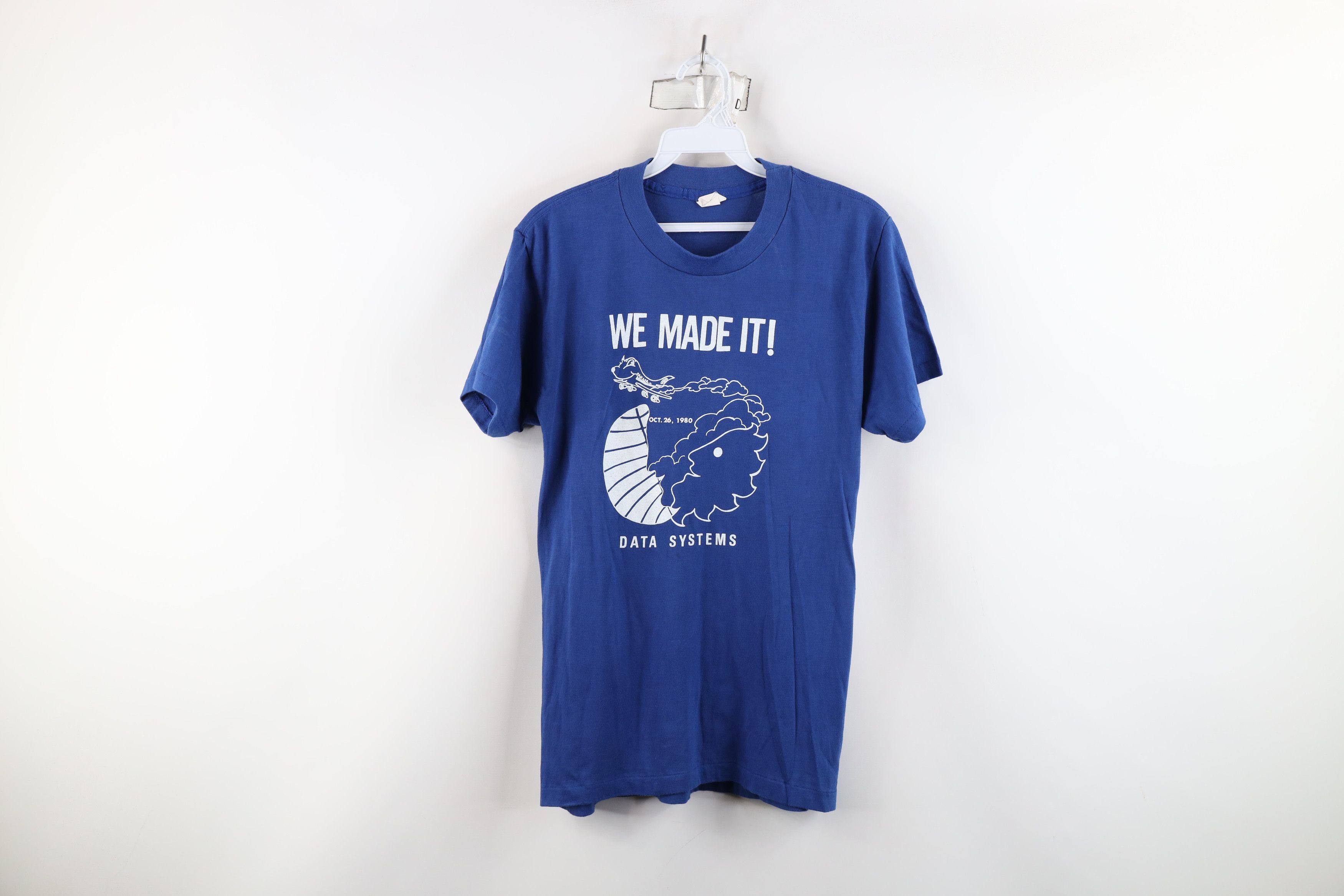 Vintage Vintage 80s Pan Am Airlines Data Systems T-Shirt Blue USA Size L / US 10 / IT 46 - 1 Thumbnail