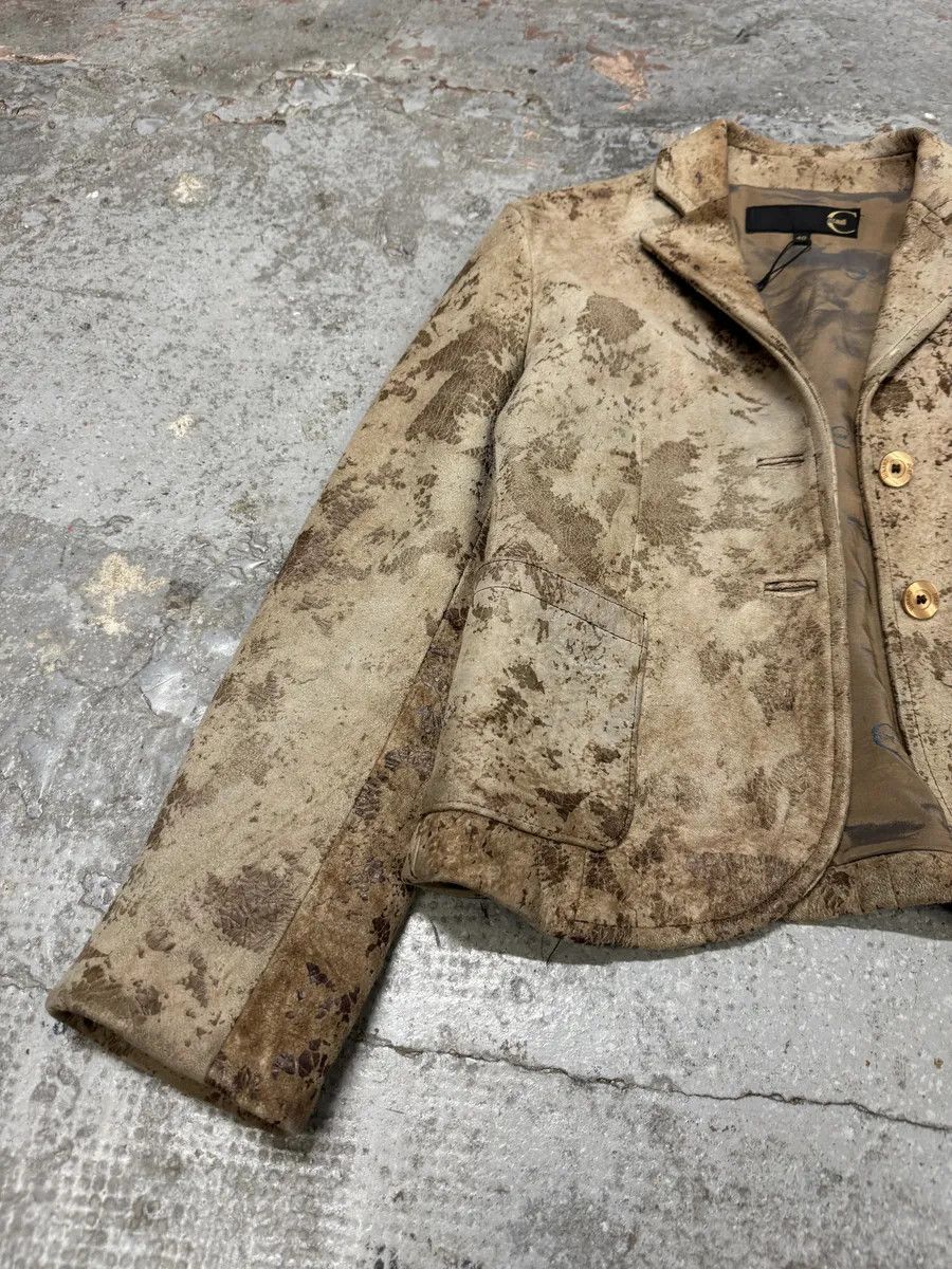 Just Cavalli AW2003 Cavalli Beige Textured Eroded Leather Blazer Jacket Size S / US 4 / IT 40 - 11 Thumbnail