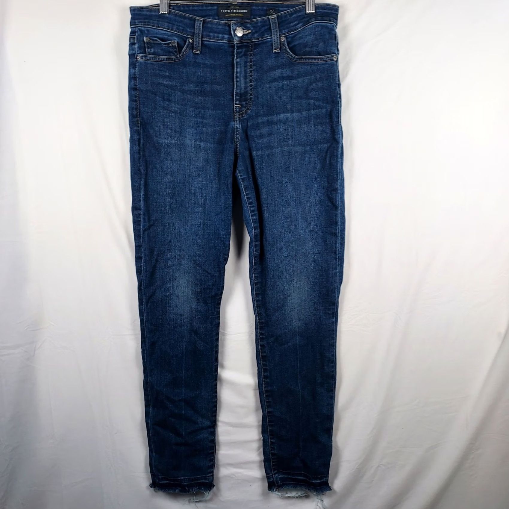 Lucky Brand Lucky Brand Women’s Hayden Skinny Jeans Denim Blue Medium Wash 5-Pocket Raw Hem Jeans Women Medium Regular Slim 5-Pocket Design Size 32" / US 10 / IT 46 - 2 Thumbnail