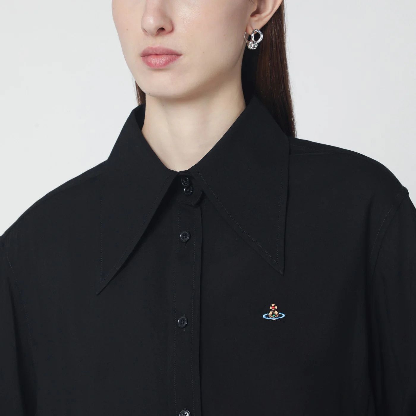 Vivienne Westwood o1d2blof0526 Oversized Collar Shirt in Black Size S / US 4 / IT 40 - 3 Thumbnail