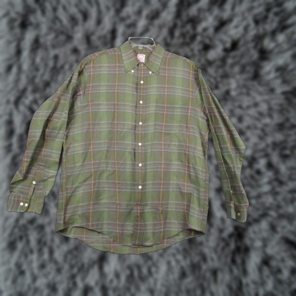 Brooks Brothers Brooks Brothers Shirt Mens Large Green Plaid Button Down Made USA Pocket Classic Size US L / EU 52-54 / 3 - 1 Thumbnail