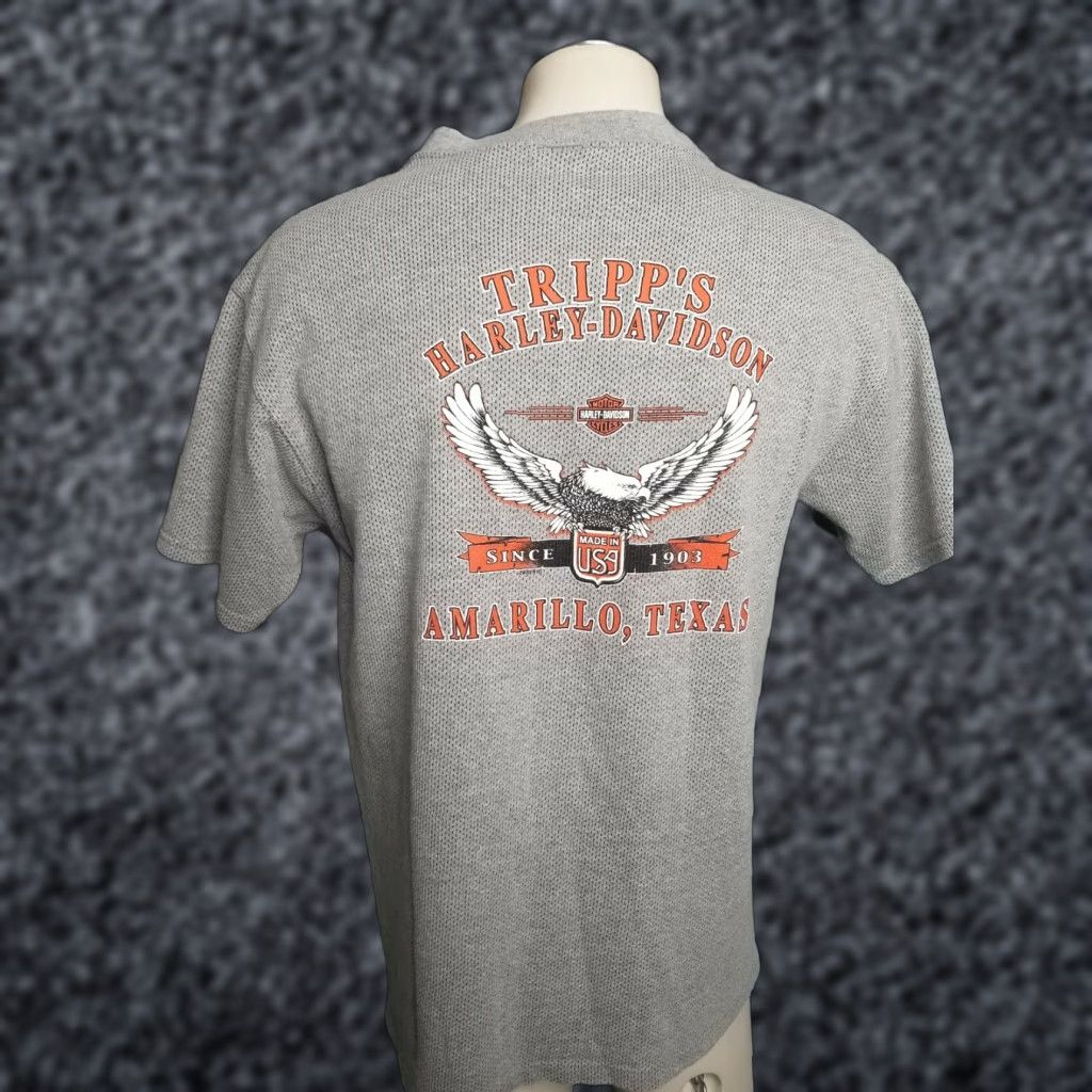 Harley Davidson VINTAGE Harley-Davidson T-Shirt Mens L Gray Pocket Holoubek 2000s Amarillo Texas Collection Patriotics Size US L / EU 52-54 / 3 - 1 Thumbnail