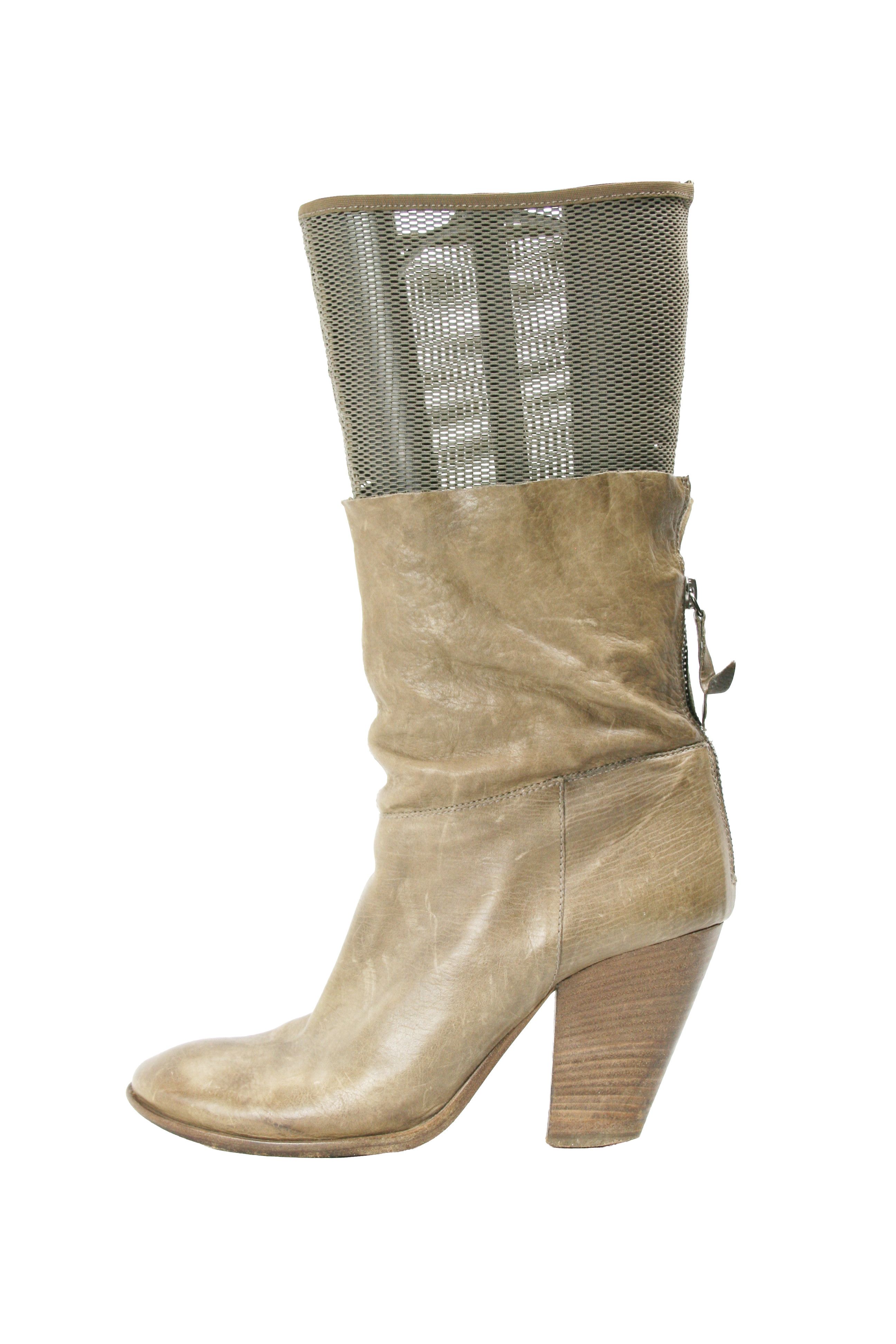 VIC MATI Cowboy Mid Mesh Leather Y2K Boots Size US 8.5 / IT 38.5 - 2 Thumbnail