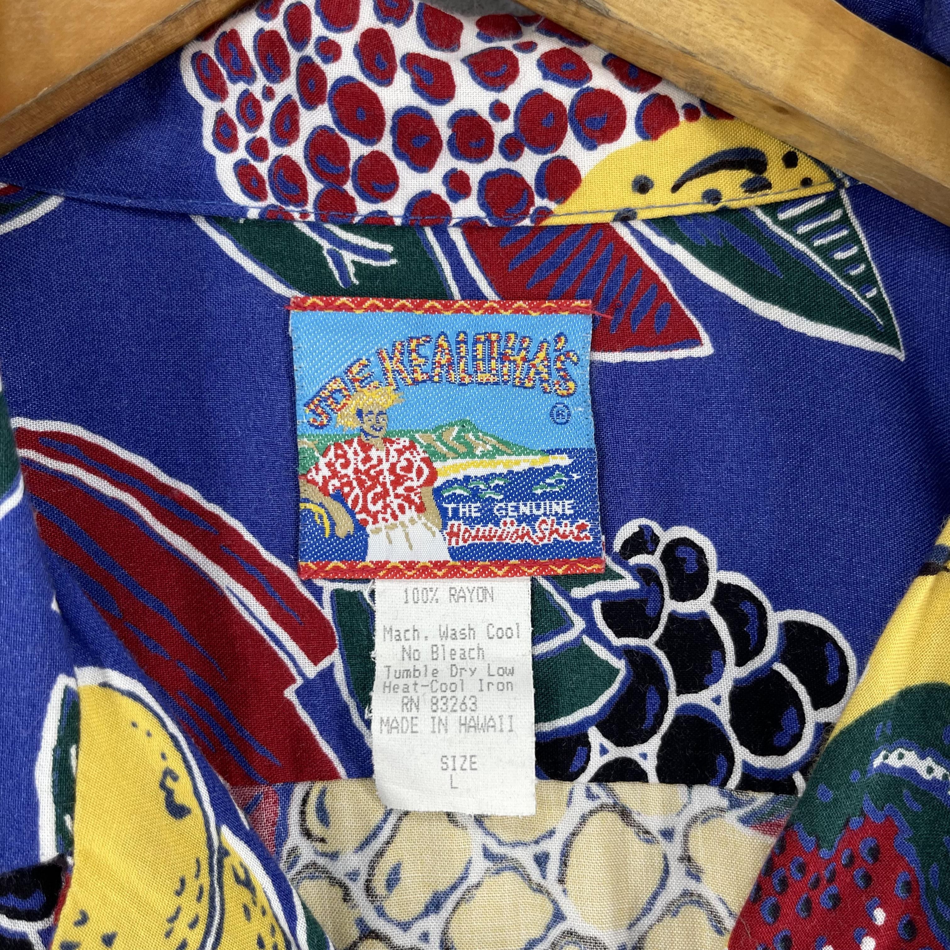 Vintage JOE KEALOHA Rayon Hawaii Tropical Mixed Fruits Motive Shirt Size US L / EU 52-54 / 3 - 5 Thumbnail