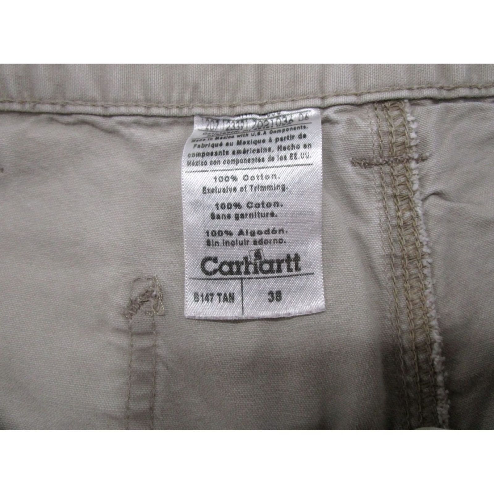 Carhartt Carhartt Men's Tan B147 Tan Loose Fit Work Shorts Size 38 Canvas Cargo Pockets 10 in Inseam 38 Regular Beige Front Flat Vintage: No Mens Size US 38 / EU 54 - 4 Thumbnail