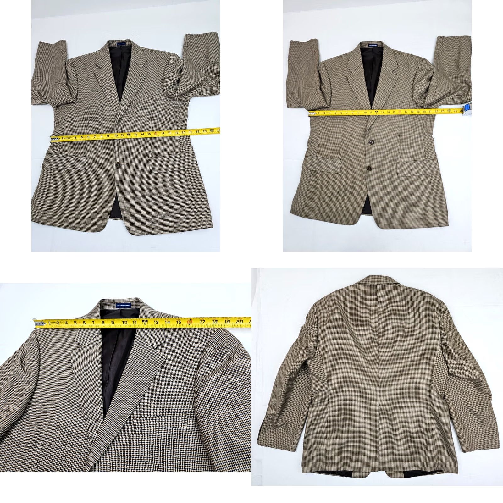 Stafford Stafford Essentials Tan & Navy Houndstooth Sport Coat Men 42 Short EUC Wool Wool Blend Beig e Decade/Theme: Sports Size US 42 / EU 58 - 8 Thumbnail
