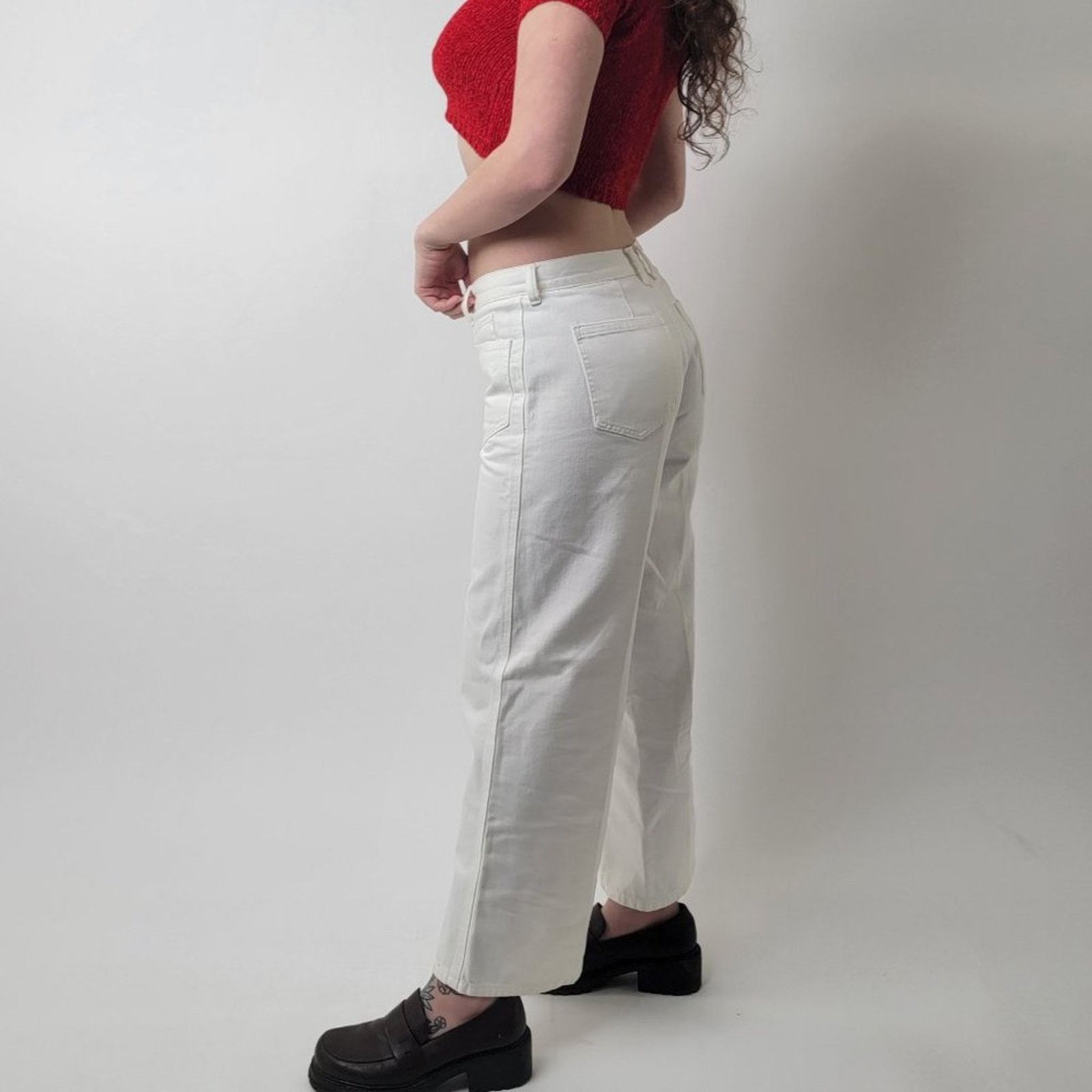 Ralph Lauren Ralph Lauren White Super Wide Leg Jeans - 6 Size 29" - 1 Thumbnail