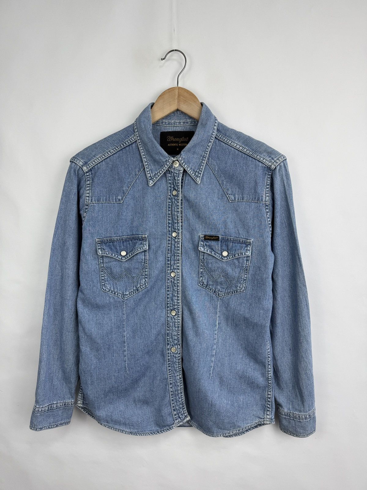Wrangler 🇺🇸 Vintage 90s Wrangler Authentic Western Denim Shirt USA Size M / US 6-8 / IT 42-44 - 2 Thumbnail