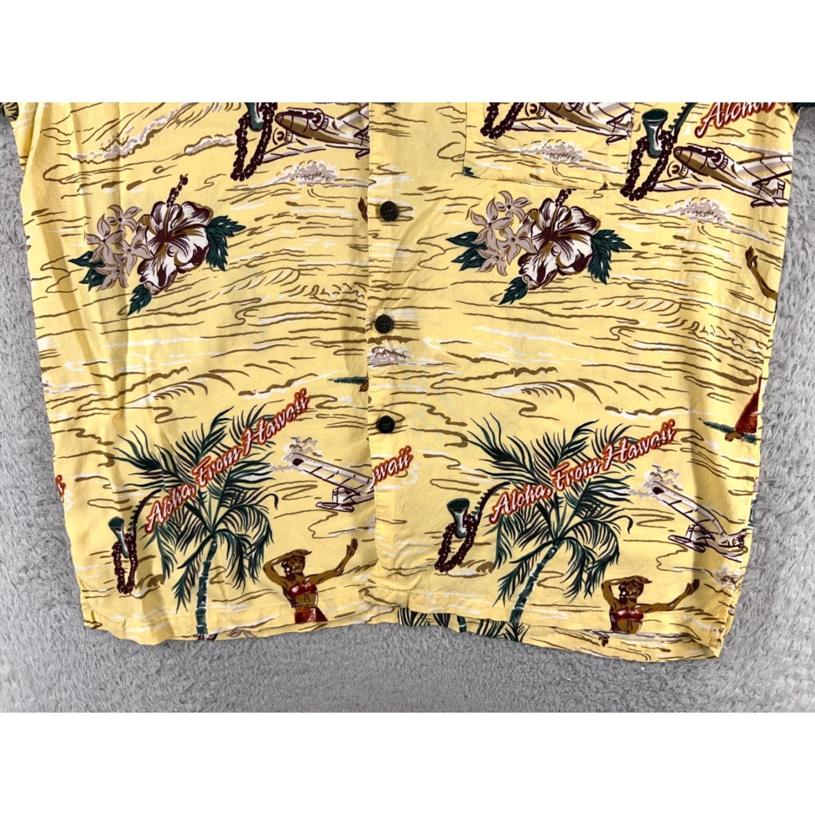 Gotcha Gotcha Sport Shirt Men XL Yellow Hawaiian Resort Luau Aloha Floral Short Sleeve Button-Up Size US XL / EU 56 / 4 - 5 Thumbnail