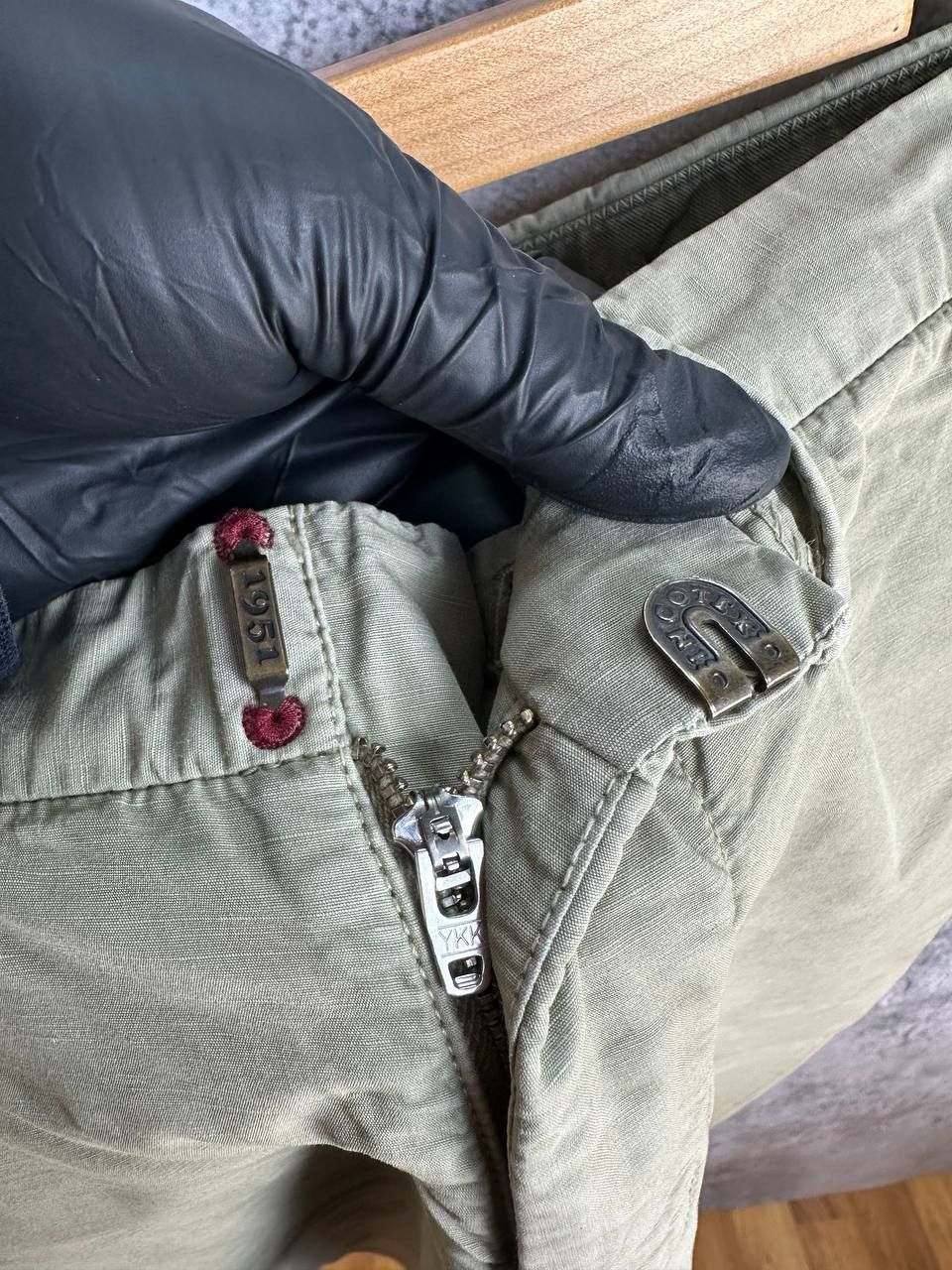Incotex Incotex Slim Fit Cotton/Linen Trousers Olive Pants Size US 32 / EU 48 - 9 Thumbnail