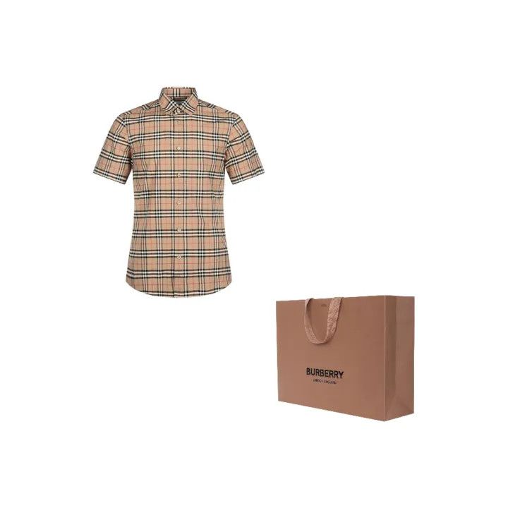 Burberry Burberry Short Sleeve Shirt in Khaki Check Size US M / EU 48-50 / 2 - 1 Thumbnail