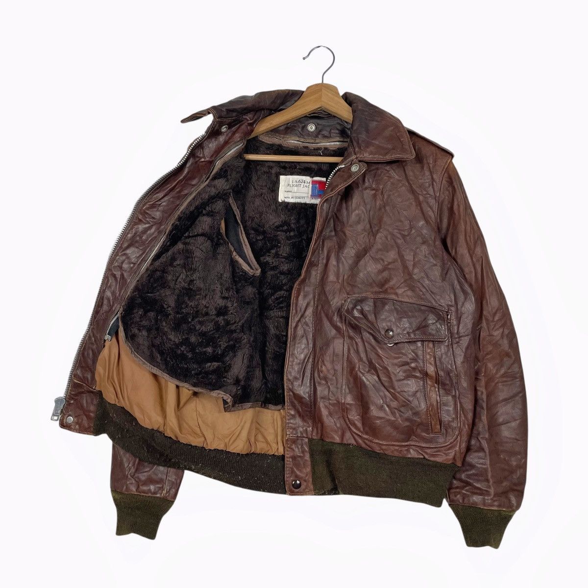 Schott Vintage Schott NYC I.S674.M.S Leather Flight Jacket Size US M / EU 48-50 / 2 - 9 Thumbnail