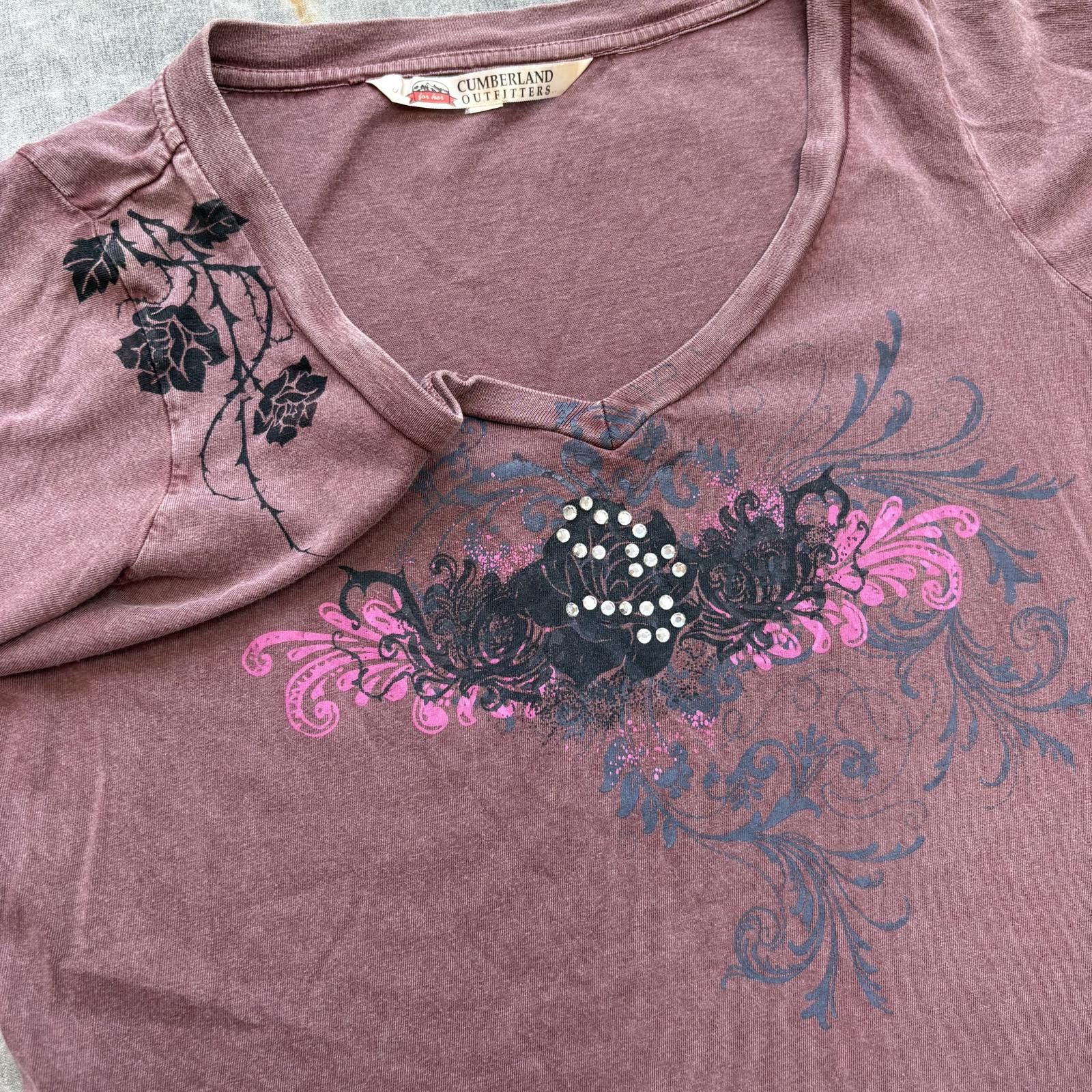 Vintage Vintage Y2K Roses Thorns Rhinestone Affliction Grunge Shirt Size M / US 6-8 / IT 42-44 - 2 Thumbnail