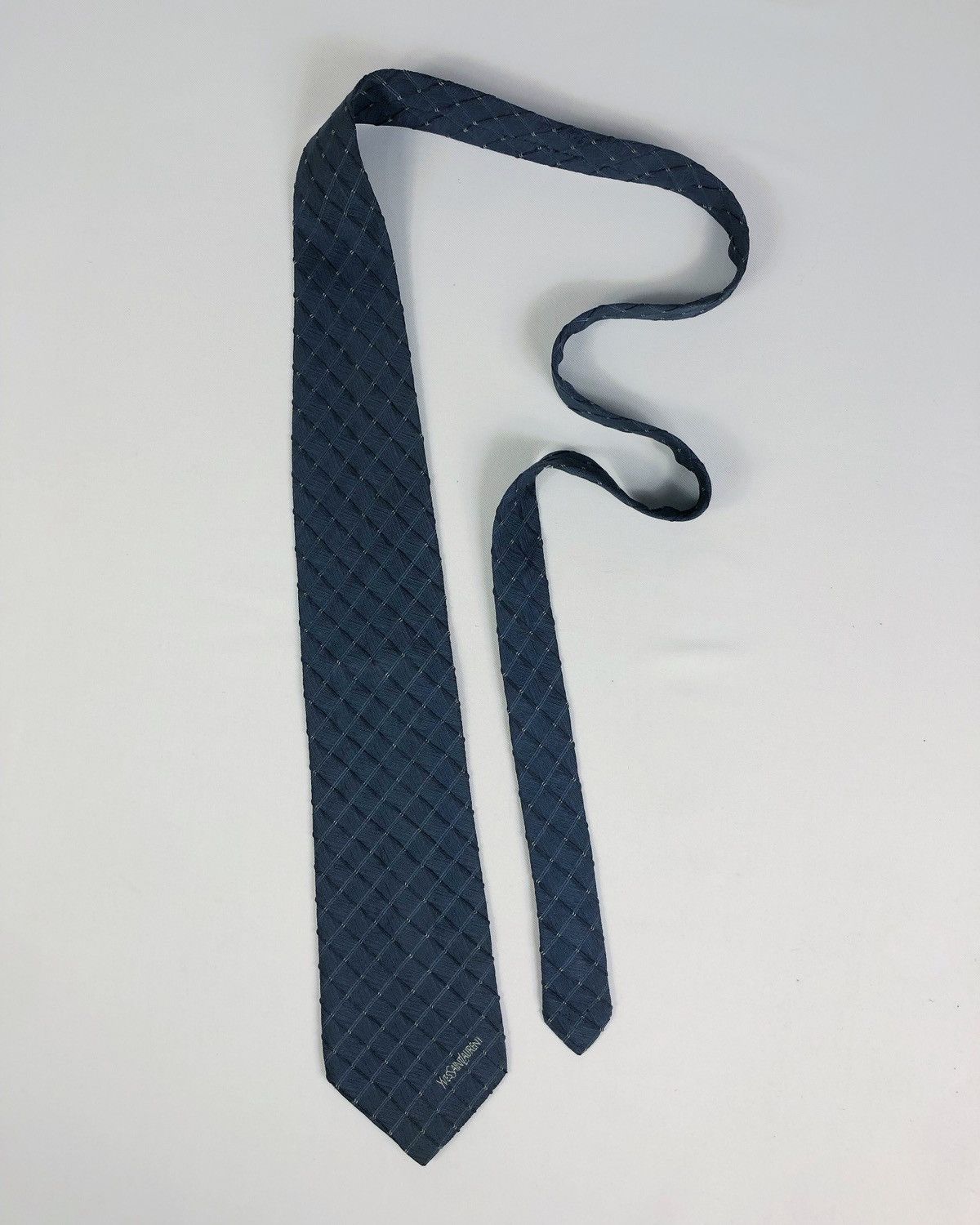 Vintage × Yves Saint Laurent Vintage Yves Saint Laurent YSL Embossed Stripes Silk Tie Size ONE SIZE - 2 Thumbnail