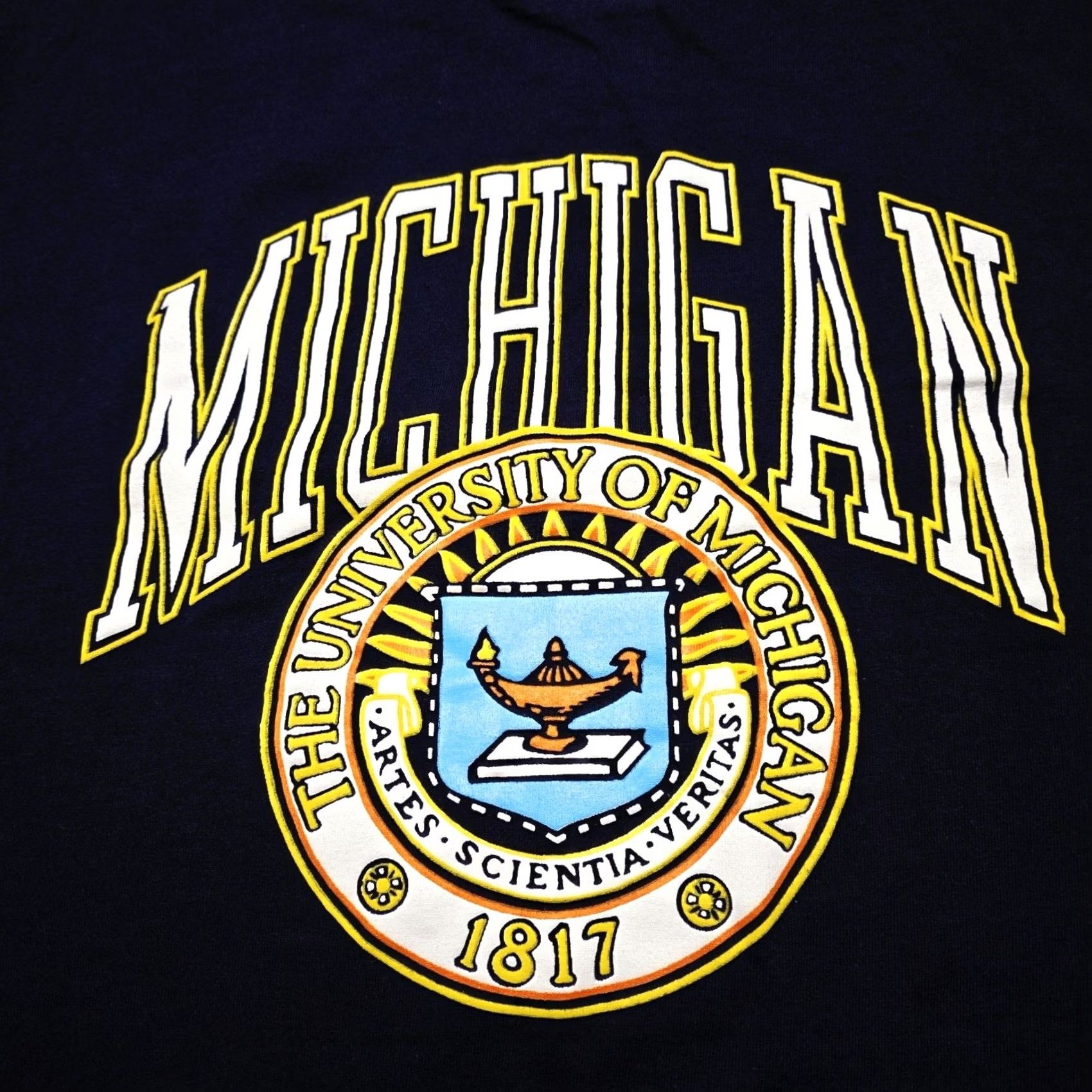 Vintage VINTAGE University Of Michigan Wolverines Big Print Seal T-Shirt USA Size XL 90s Mens Short Sleeve Crew Neck Blue Size US XL / EU 56 / 4 - 2 Thumbnail