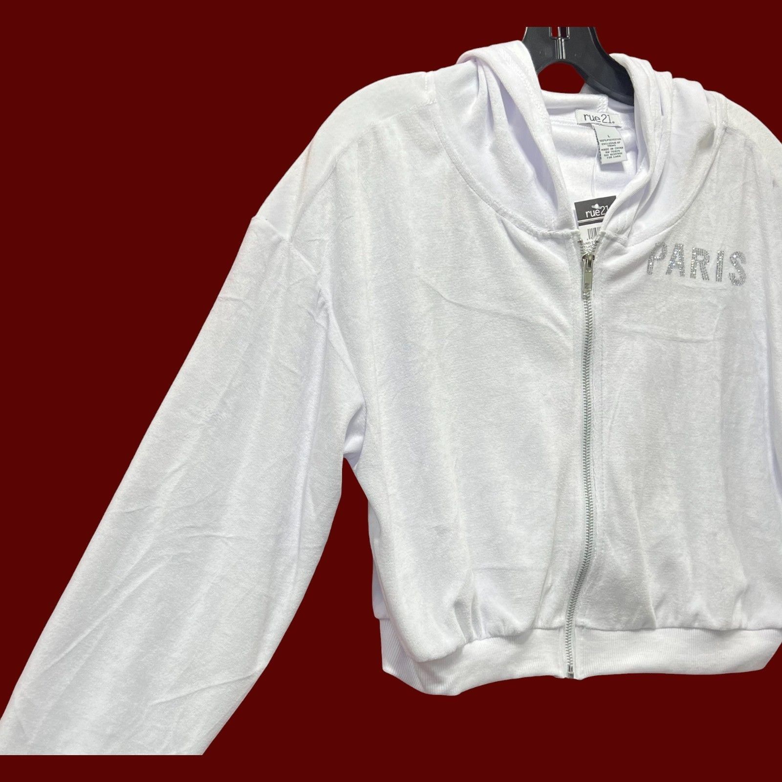 rue21 Rue 21 - Women's Long Sleeve Hooded Sweatshirt - White - Lar Size L / US 10 / IT 46 - 13 Thumbnail