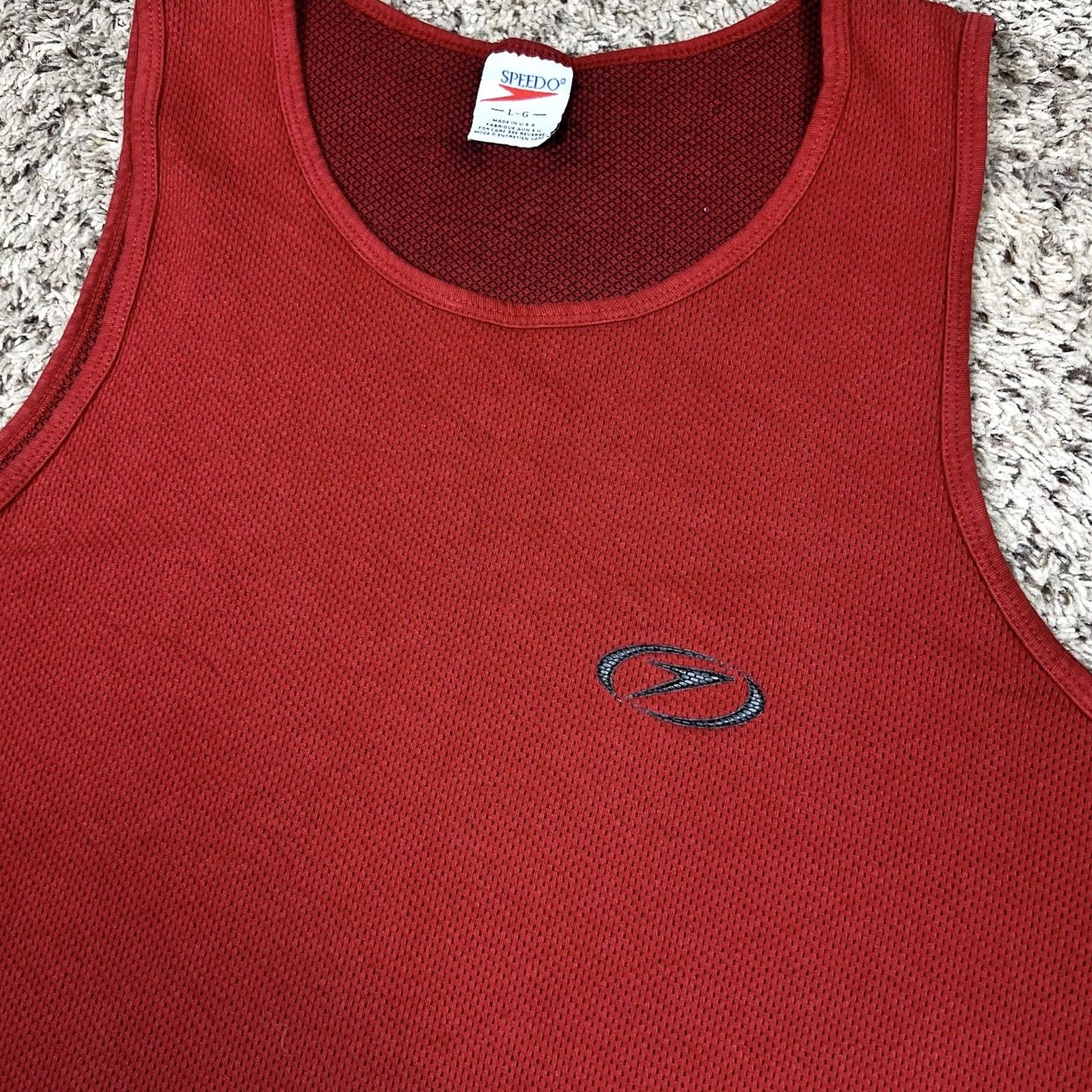Speedo VINTAGE Speedo Red Tank Top Shirt Large Puff Print Logo Beach Pool Made USA Size US L / EU 52-54 / 3 - 5 Thumbnail
