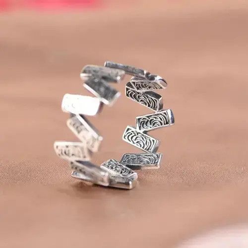 Other 925 Sterling Silver Square Rune Adjustable Rings Size ONE SIZE - 3 Thumbnail