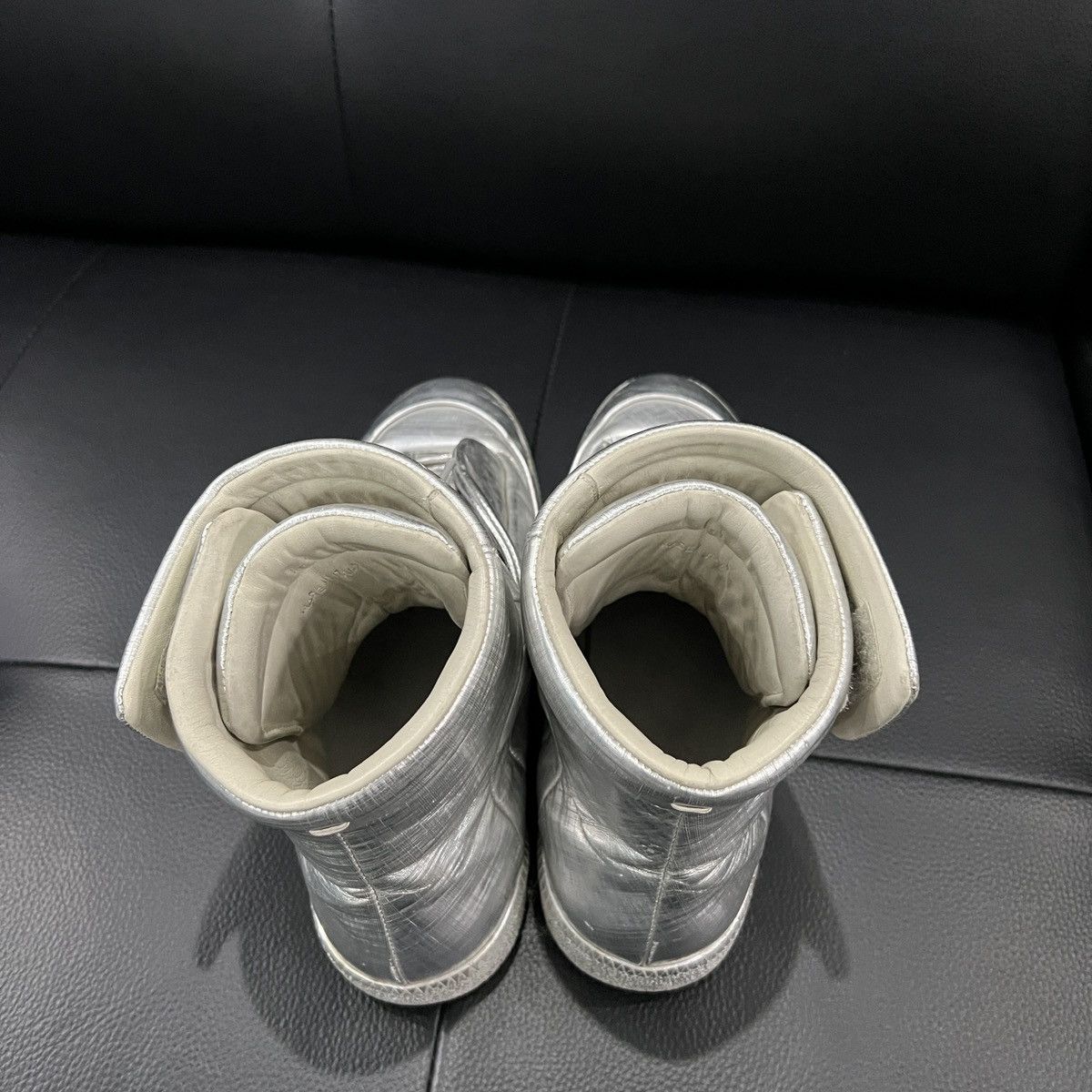 Maison Margiela Maison Margiela “Future” Liquid Silver High-Top Sneakers Size US 7 / EU 40 - 8 Thumbnail