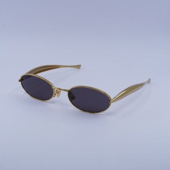 Bottega Veneta Bottega Veneta BV1386S 001 Sunglasses Gold Oval Frame, Grey Size ONE SIZE - 2 Thumbnail
