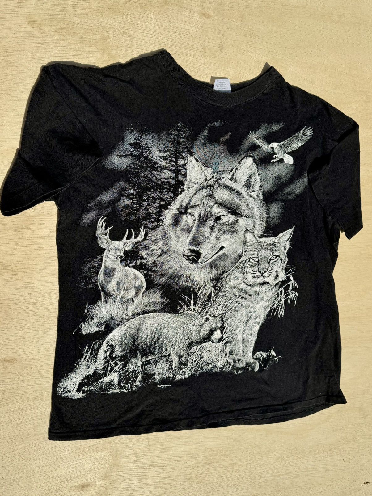 Vintage Vintage 1990 Wolf Nature All Over Print Animal AOP T-Shirt Size US XL / EU 56 / 4 - 2 Thumbnail
