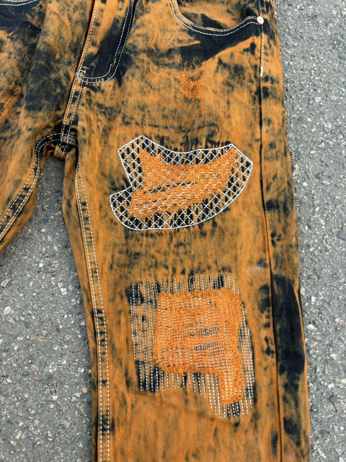 Hysteric Glamour × Japanese Brand Archieve Acid wash Distressed Rusty flare Sashiko Pants Size 32" / US 10 / IT 46 - 3 Thumbnail