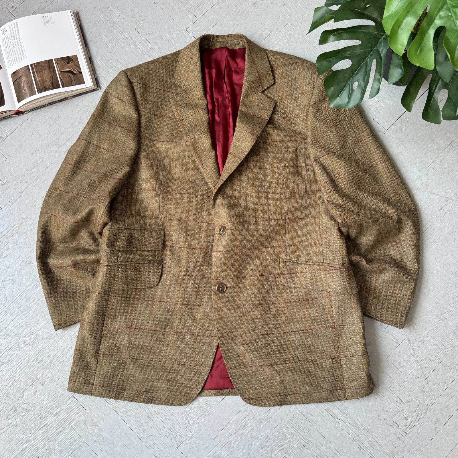 Austin Reed Vintage Preppy Classic Pure Wool Blazer Check Jacket Size 42R - 1 Thumbnail