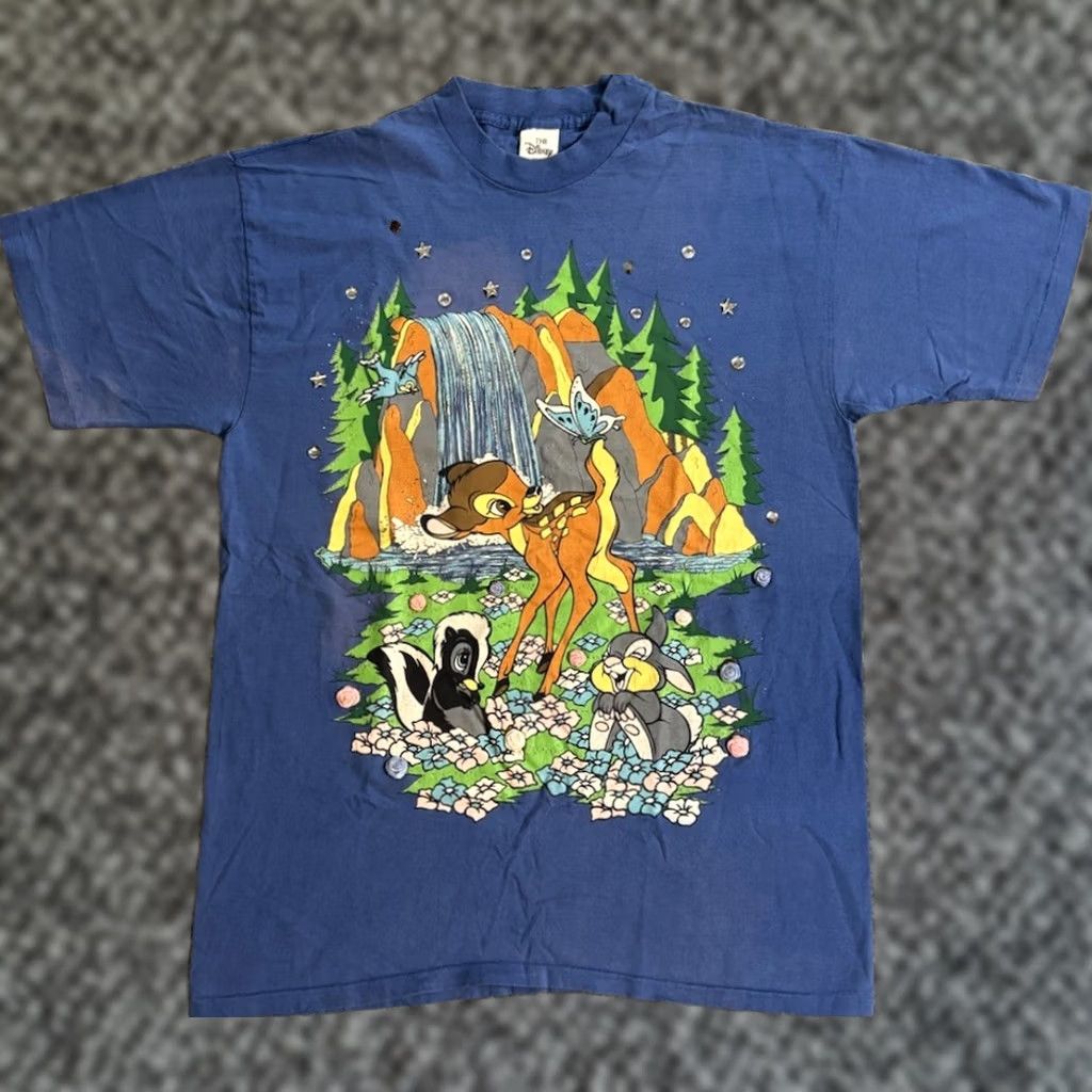 Disney VINTAGE Disney Shirt Mens XL Blue 90s Bambi Movie Promo Made USA Cartoon Bejeweled Size US XL / EU 56 / 4 - 1 Thumbnail