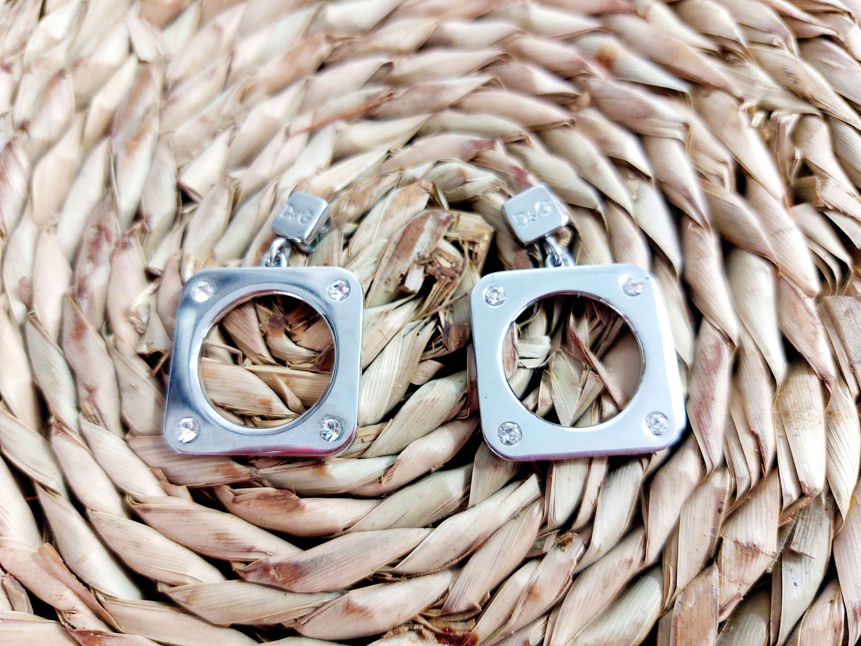 Dolce & Gabbana Dolce & Gabbana DJ0759 Square Steel crystals Logo Earrings Size ONE SIZE - 5 Thumbnail
