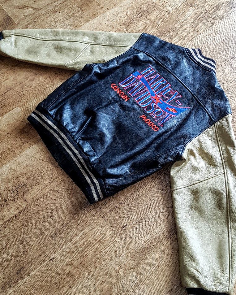 Harley Davidson × Vintage SICK Cancun Harley Davidson Embroidered Leather Jacket Size US M / EU 48-50 / 2 - 14 Thumbnail