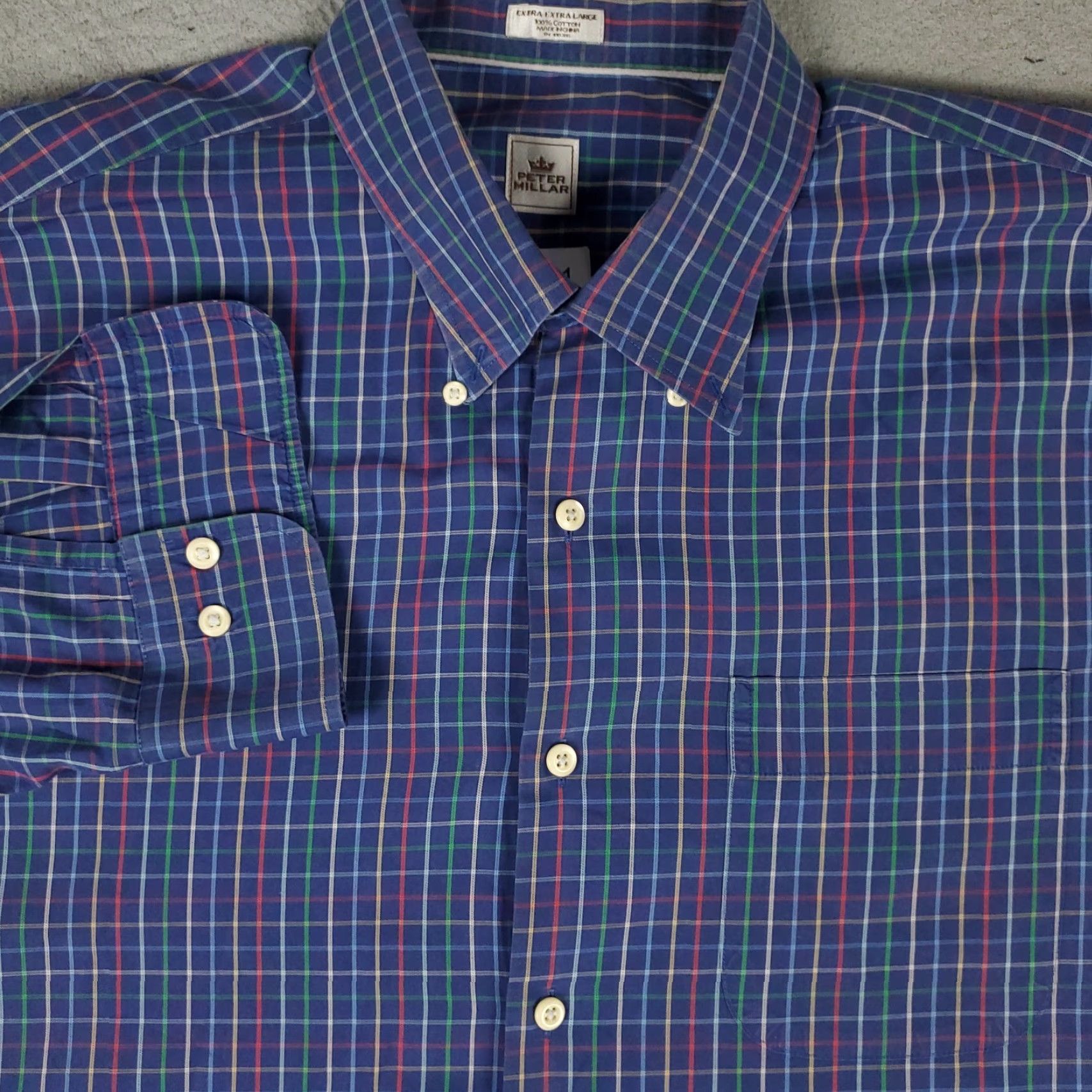 Peter Millar Peter Millar Shirt Mens 2XL Blue Plaid Button-Up Long Sleeve Casual Business Formal Party/Cocktail Travel Wedding Workwear Size US XXL / EU 58 / 5 - 2 Thumbnail