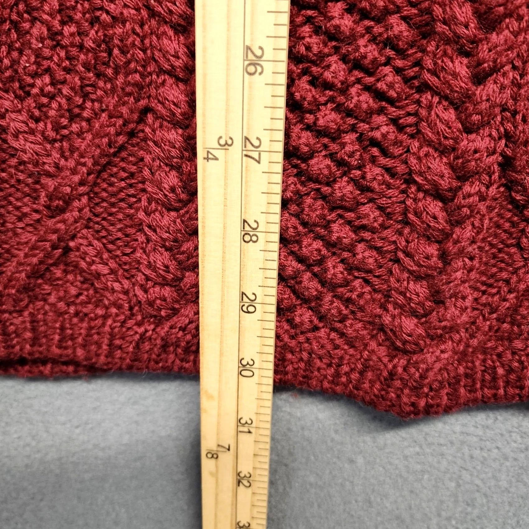 J.Crew J. Crew Cable Knit Turtleneck Sweater Womens Large 100% Wool Burgundy Fisherman Pullover Swing Knit Long Sleeve Wool Mens Womens Girls Boys Size L / US 10 / IT 46 - 6 Thumbnail