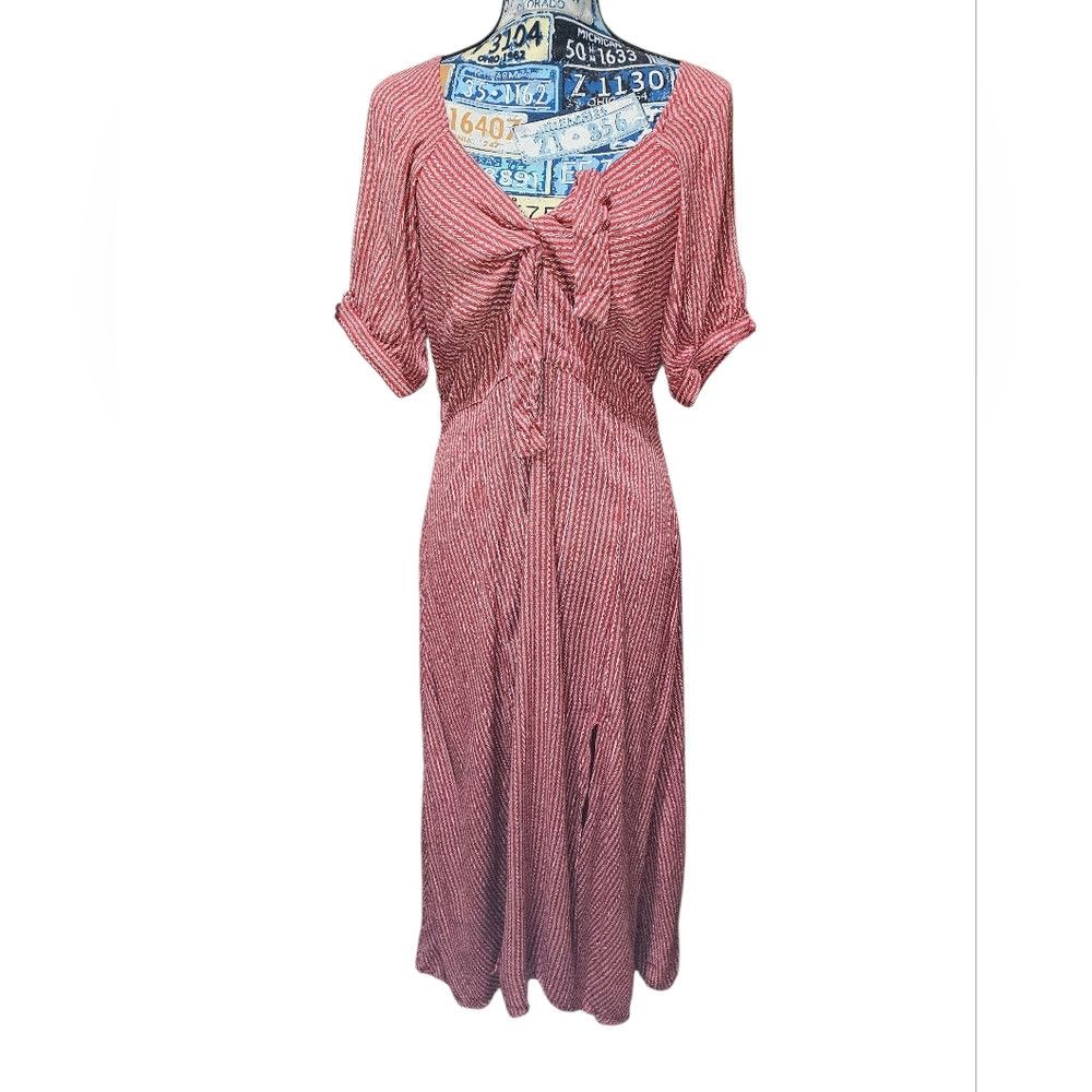 Other Hayden LA Rust Red Cream Striped Boho Short Sleeve Maxi Dre Size L / US 10 / IT 46 - 1 Thumbnail