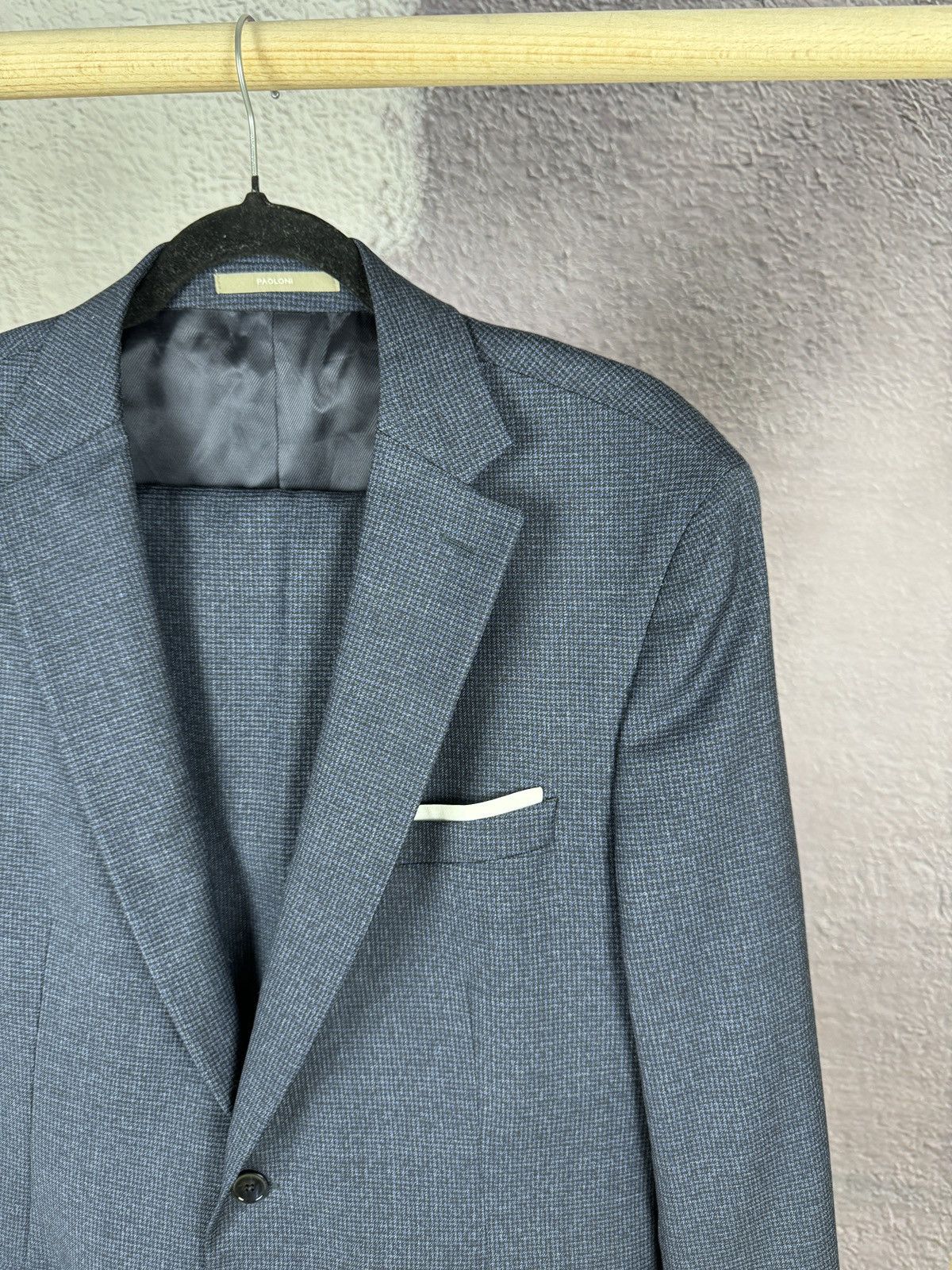 Paoloni Paoloni blue checkered wool 2 button suit made in Italy Size 44R - 4 Thumbnail