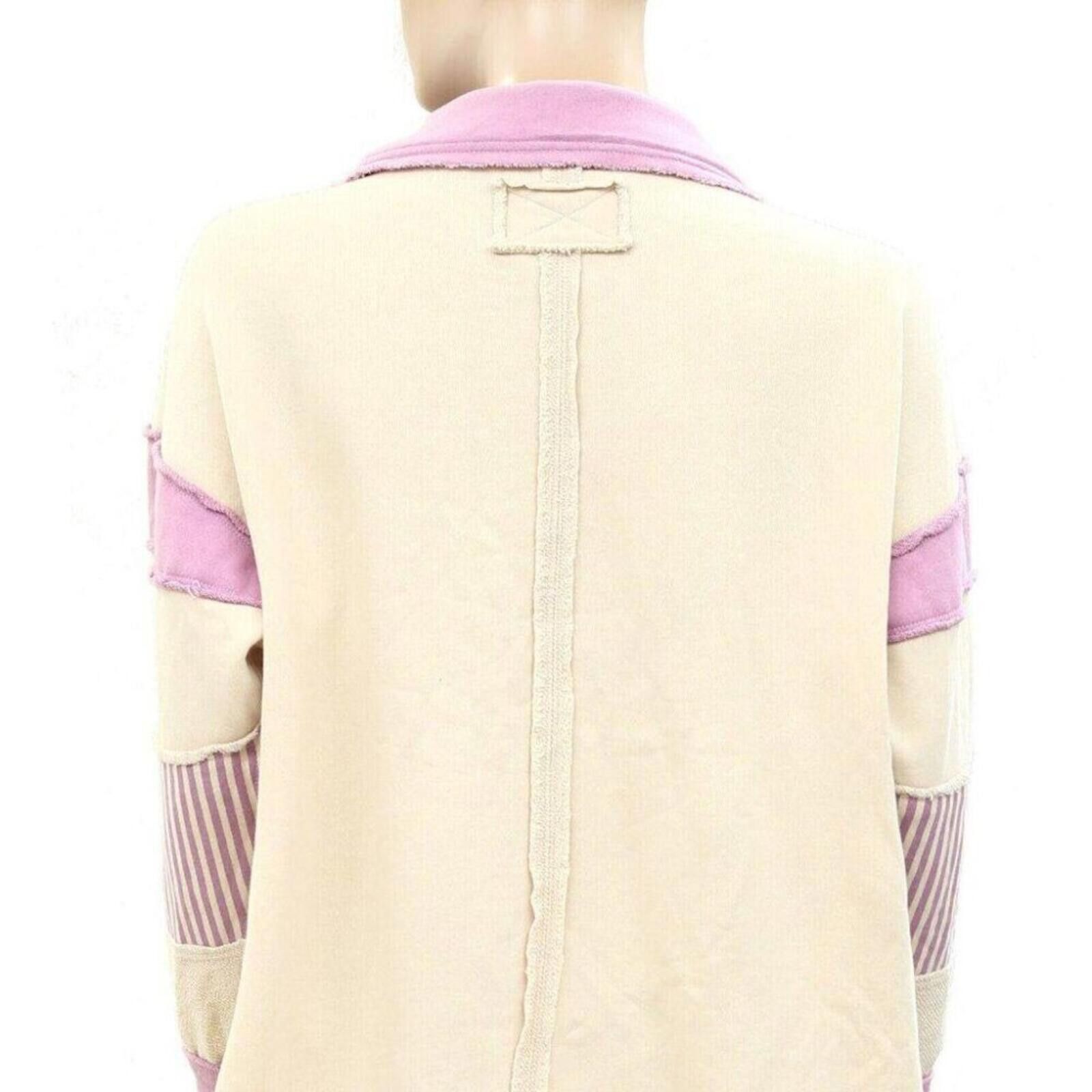 Free People Free People Cream and Lavender Oversized Pullover Sweatshirt Size S / US 4 / IT 40 - 8 Thumbnail