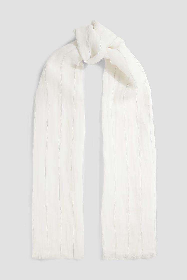 Brunello Cucinelli o1y0725 Size : OS / Striped Scarf in White Size ONE SIZE - 1 Thumbnail