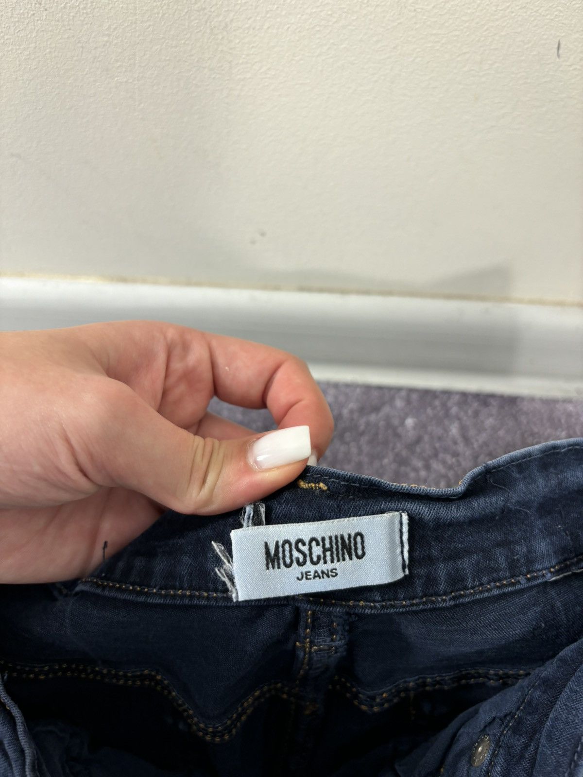 Moschino Vintage Moschino Women’s Hippie Logo Luxury Blue Denim Jeans Size 27" / US 4 / IT 40 - 12 Thumbnail