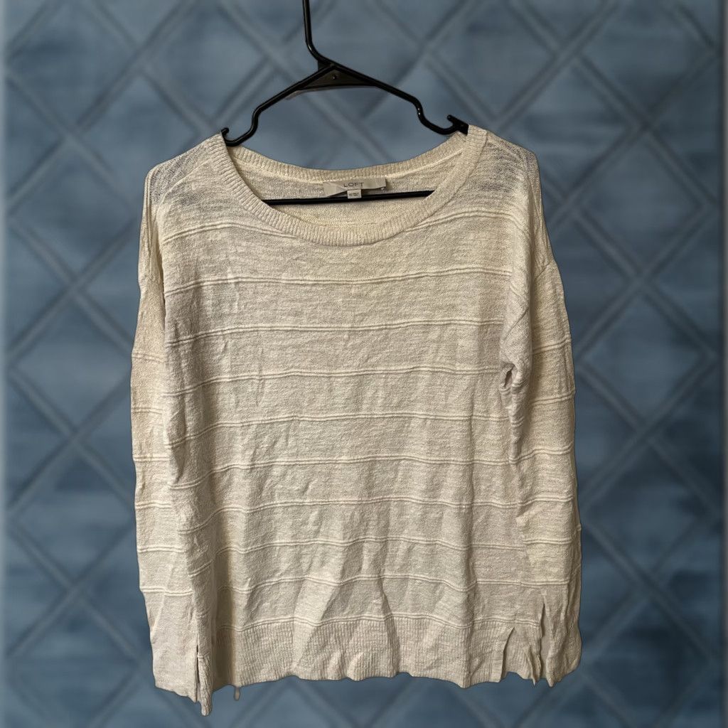 Loft LOFT Sweater Pullover Womens XS Ivory Long Sleeve Round Neck knit Cotton Regular City Classic Preppy Modern Casual Workwear Mens Women Girls Size XS / US 0-2 / IT 36-38 - 1 Thumbnail