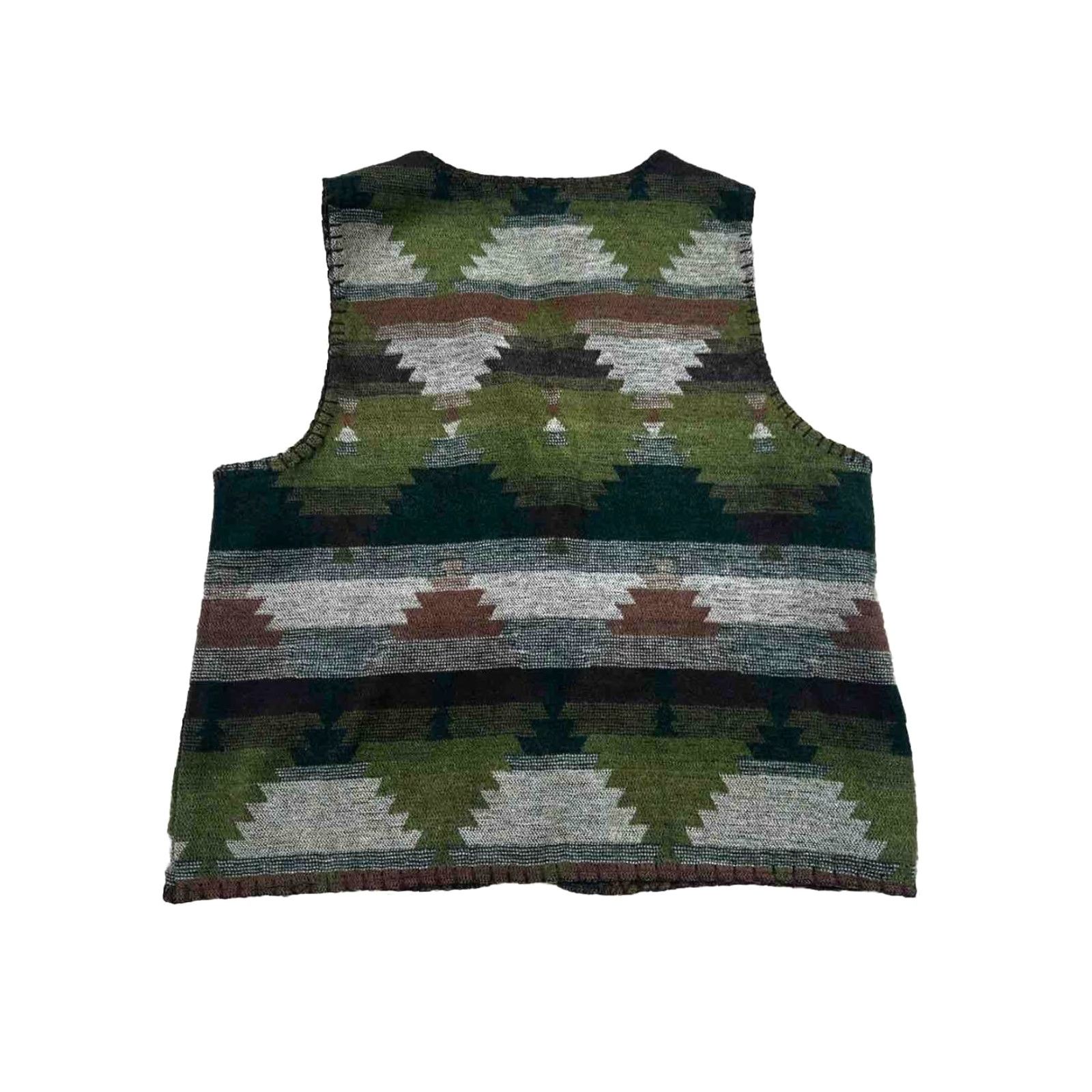 Vintage VINTAGE 90s Green Aztec Southwestern Vest Women L Sleeveless Cotton Blend Size L / US 10 / IT 46 - 4 Thumbnail