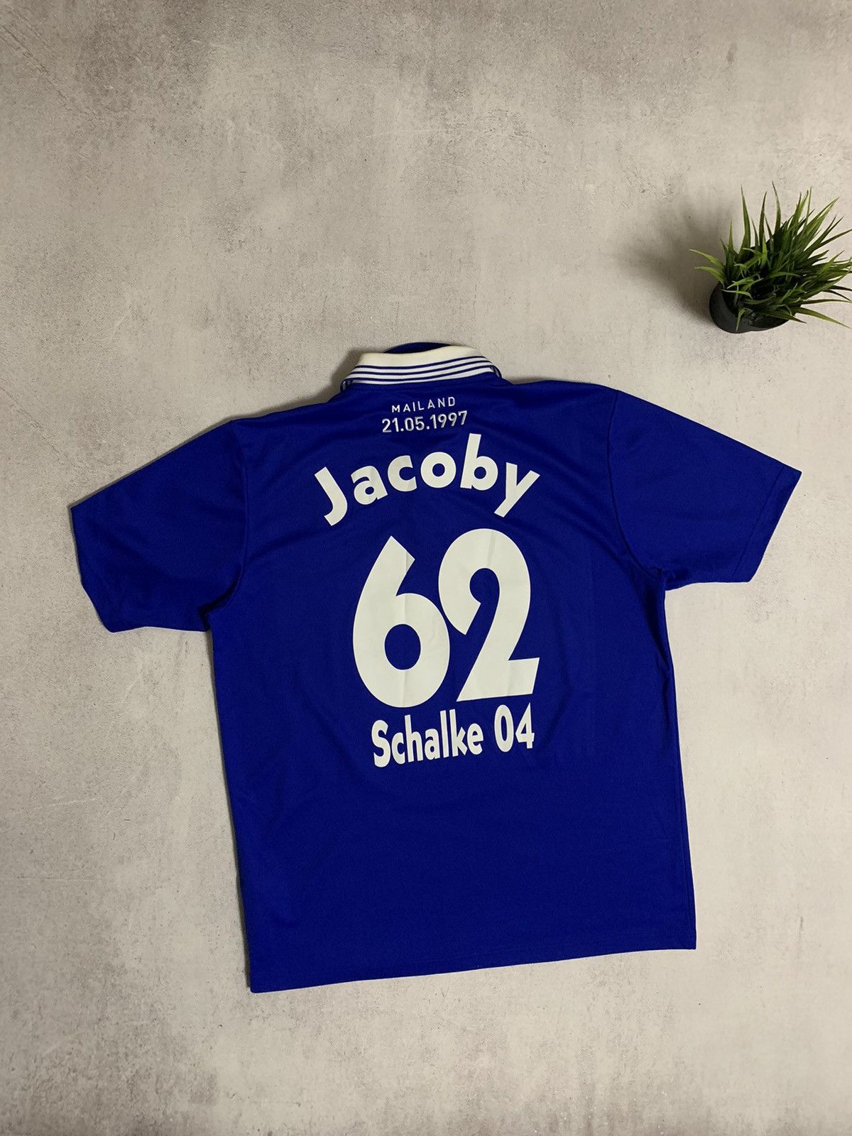 Pre-owned Adidas X Soccer Jersey Vintage Adidas Schalke Jacoby Soccer Jersey Polo T Shirt 90's In Blue
