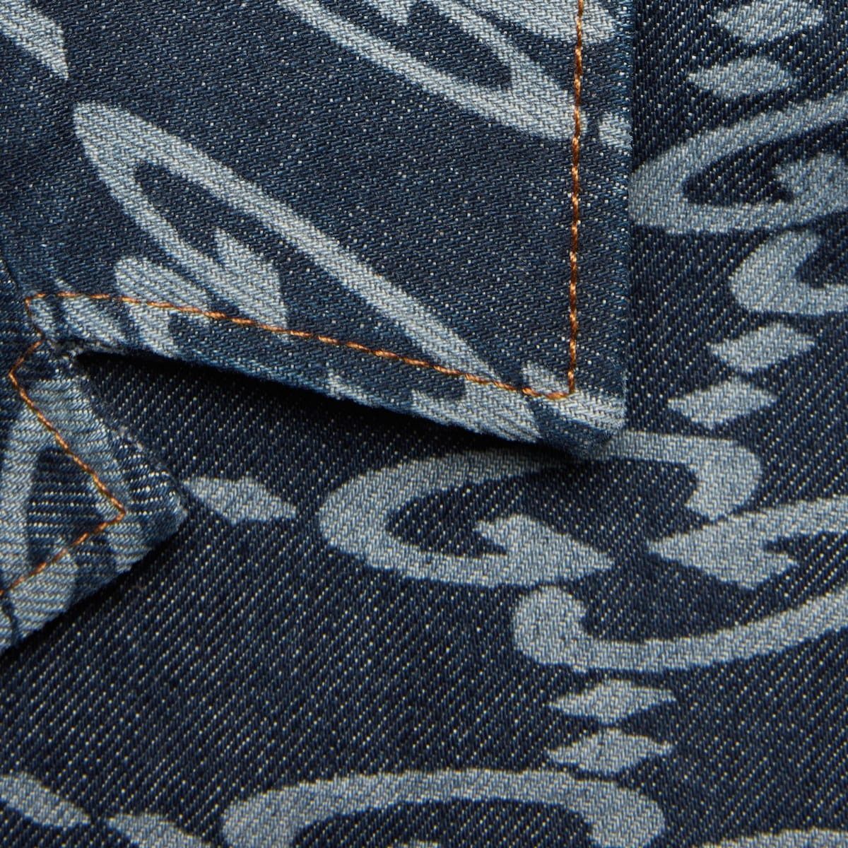 Gucci o1mt1gz0325 Wavy GG Laser Print Denim Shirt in Dark Blue Size US L / EU 52-54 / 3 - 4 Thumbnail