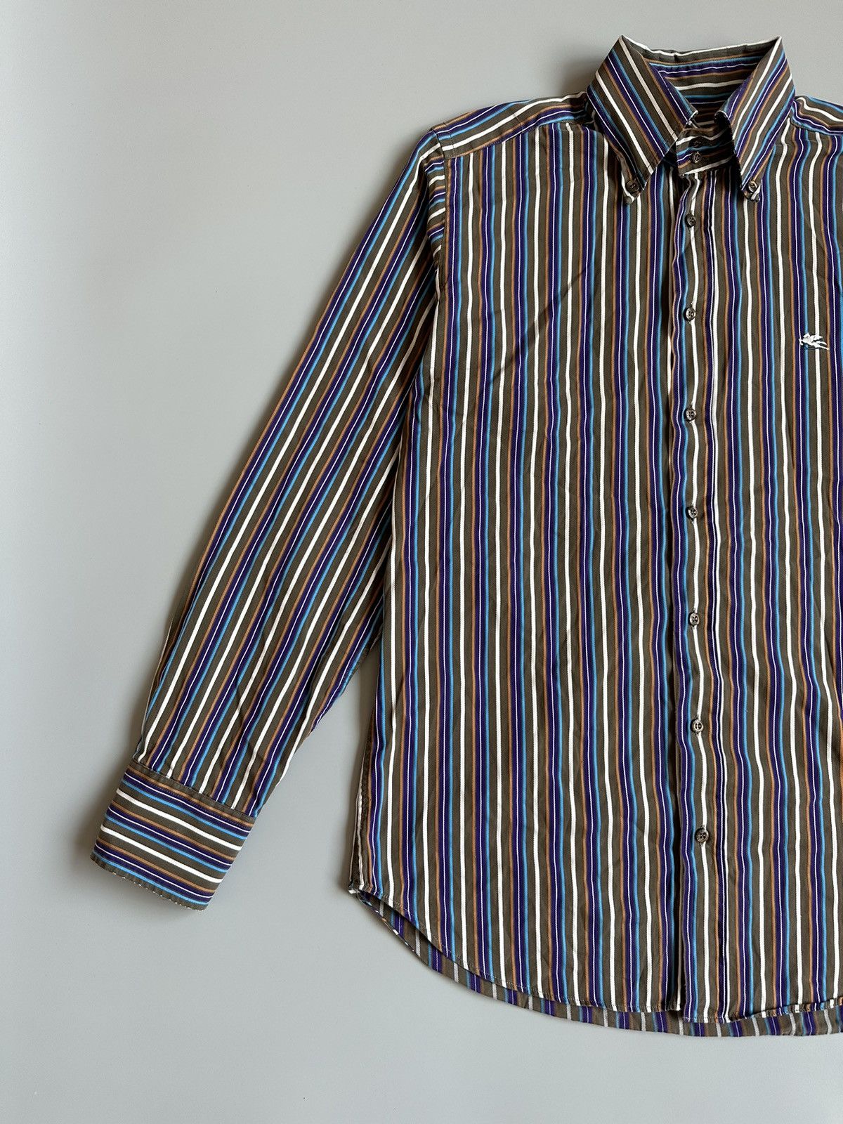 Etro Etro MultiColor Stripe Cotton Button Up Long Sleeve Shirt Size US S / EU 44-46 / 1 - 3 Thumbnail