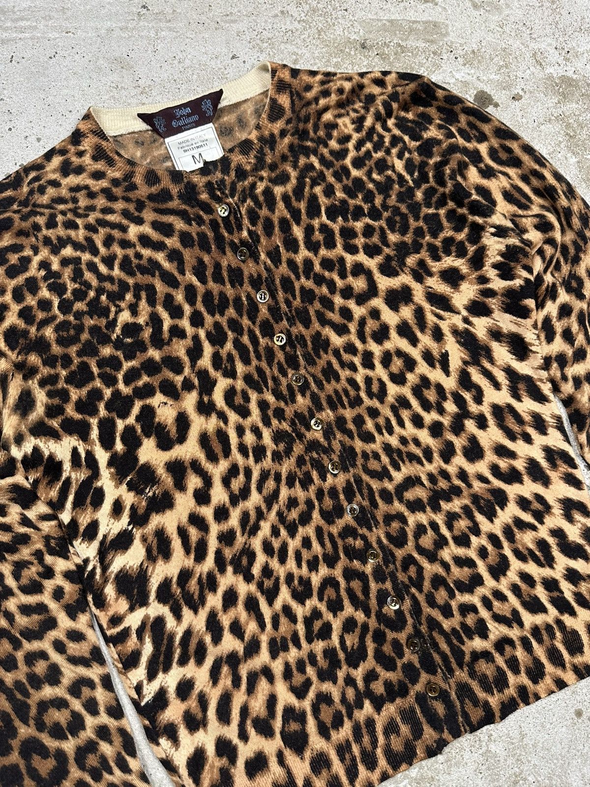 John Galliano Vintage 2000s John Galliano Leopard Print Cashmere Cardigan Size M / US 6-8 / IT 42-44 - 6 Thumbnail